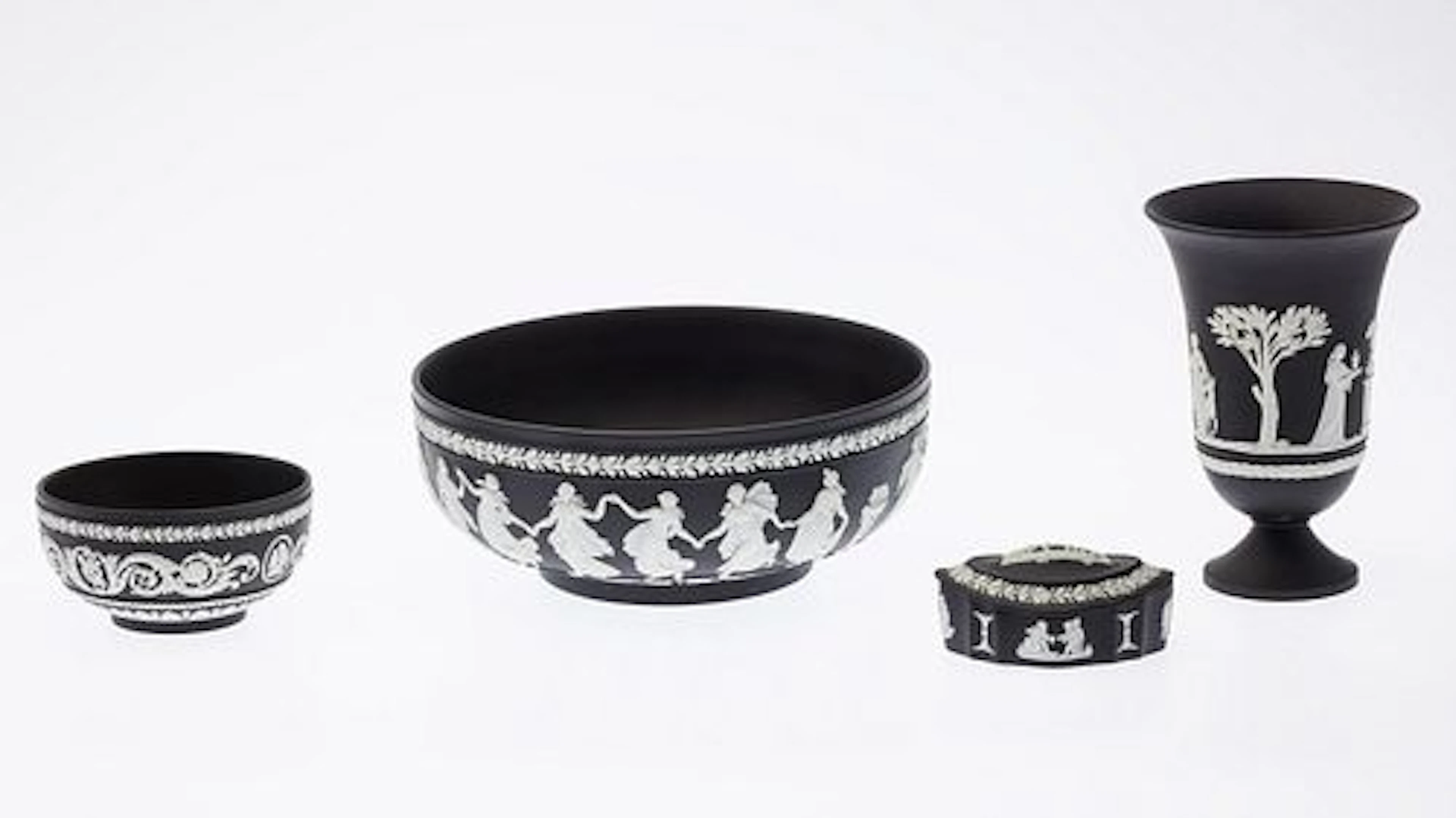 4 Pieces of Wedgwood Black Jasperware