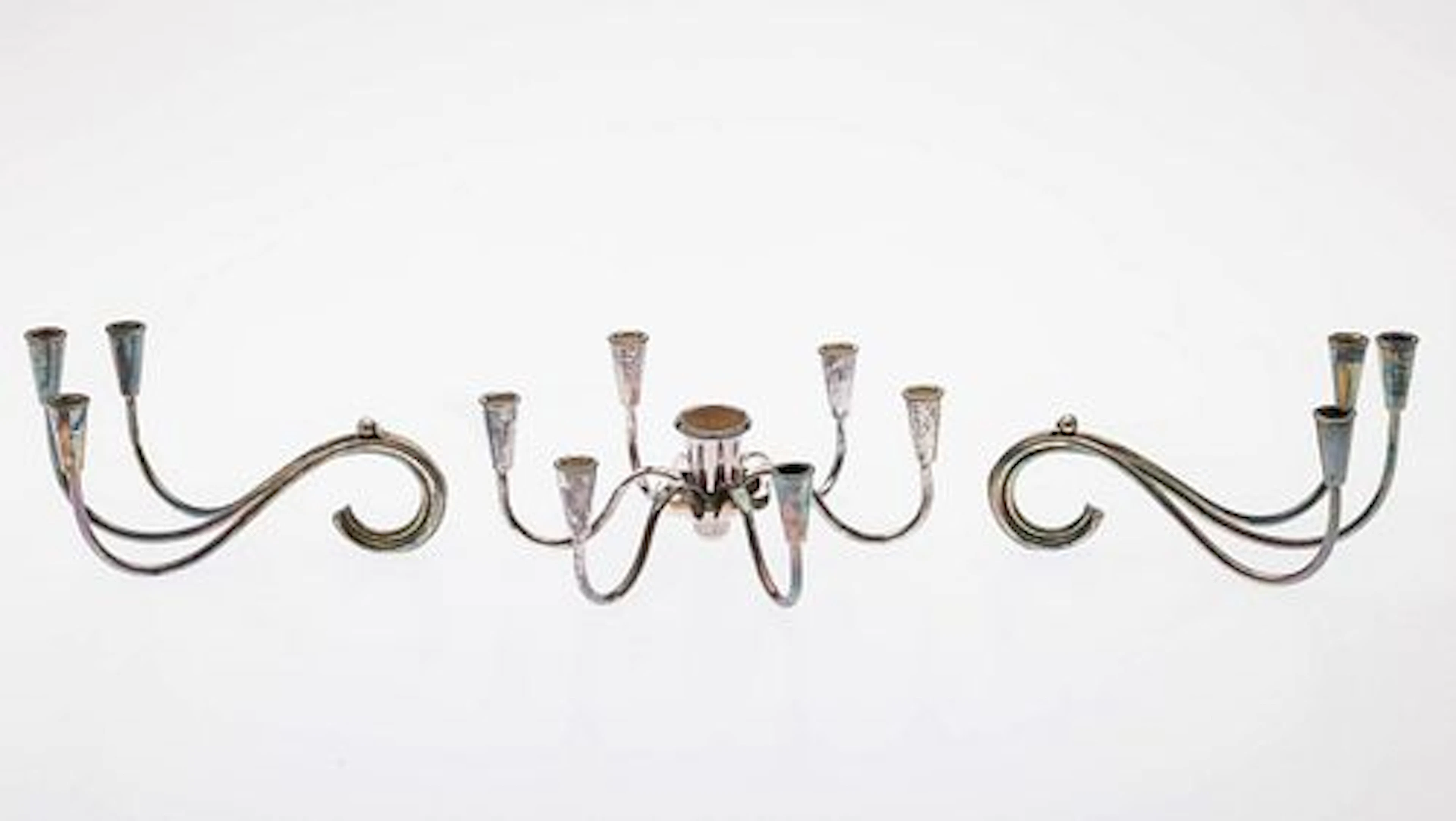 3 Danish Carl Christensen Silverplate Candle Holders
