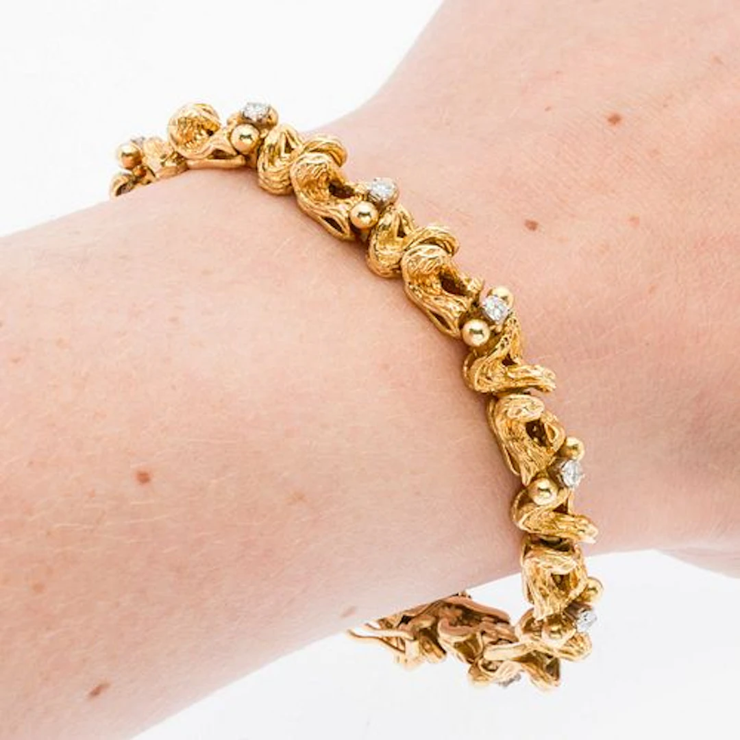 German 18K Gold and Diamond Bracelet