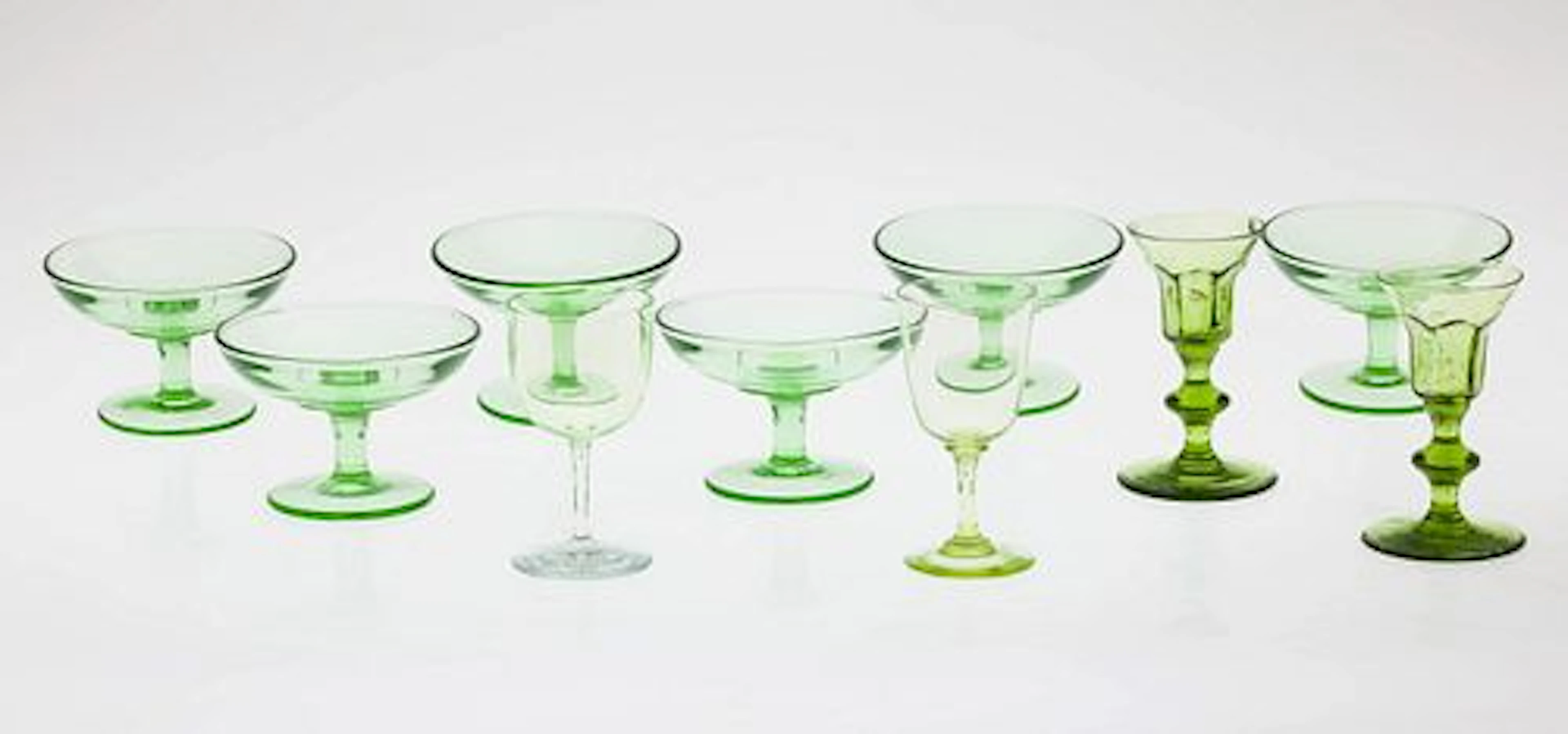 Group of Depression and Vaseline Glasses, 10 pcs.
