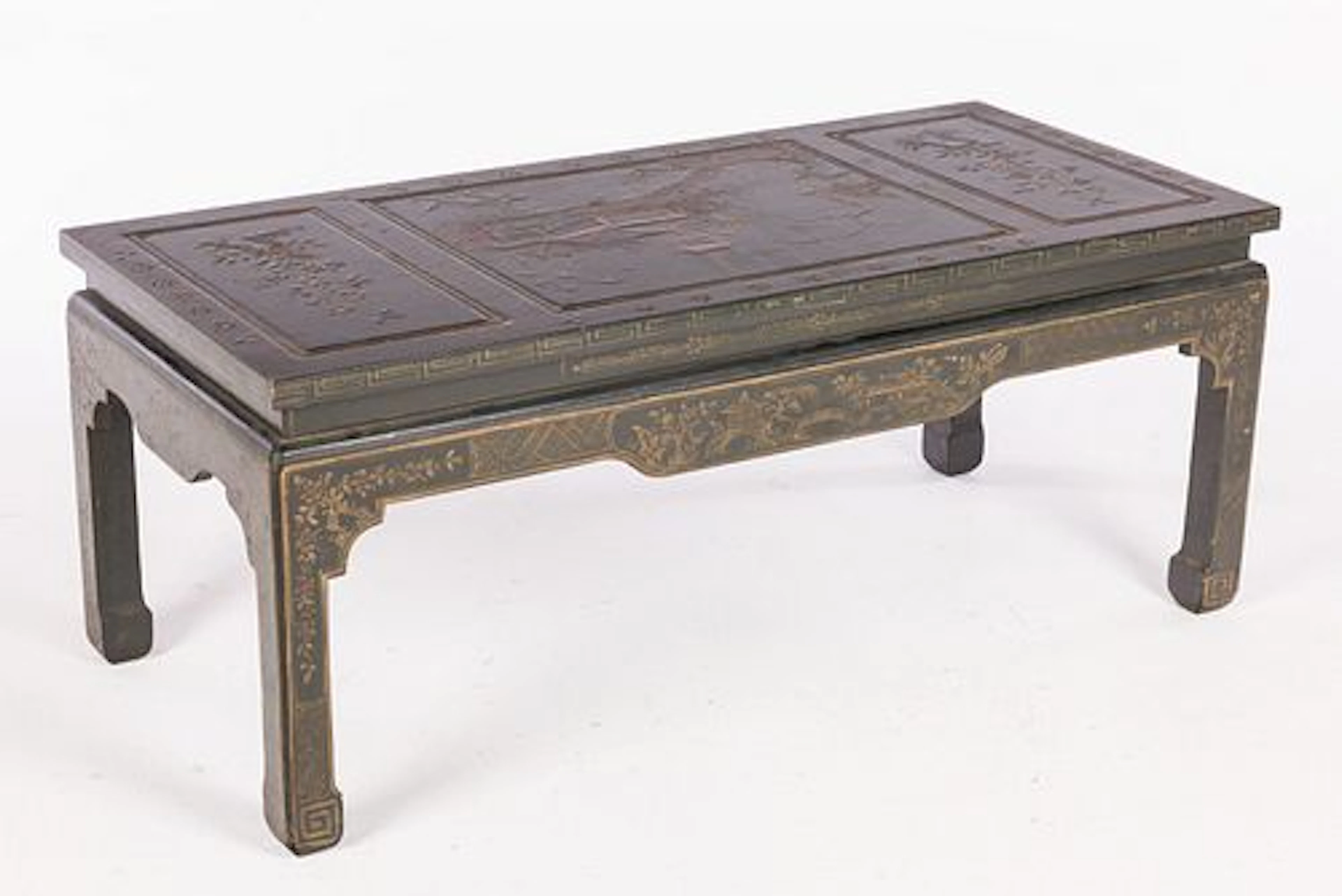 Chinese Style Black Lacquer Coffee Table, 20th C
