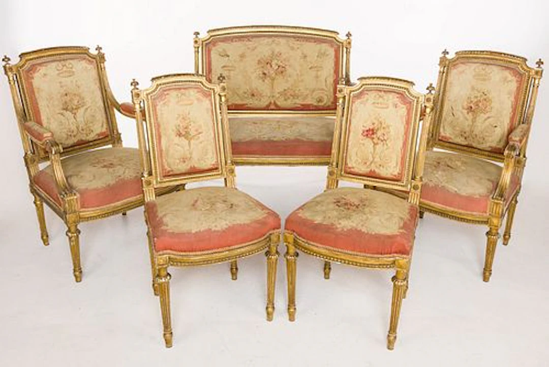 Louis XVI-Style Aubusson Seating Furniture, 19th C