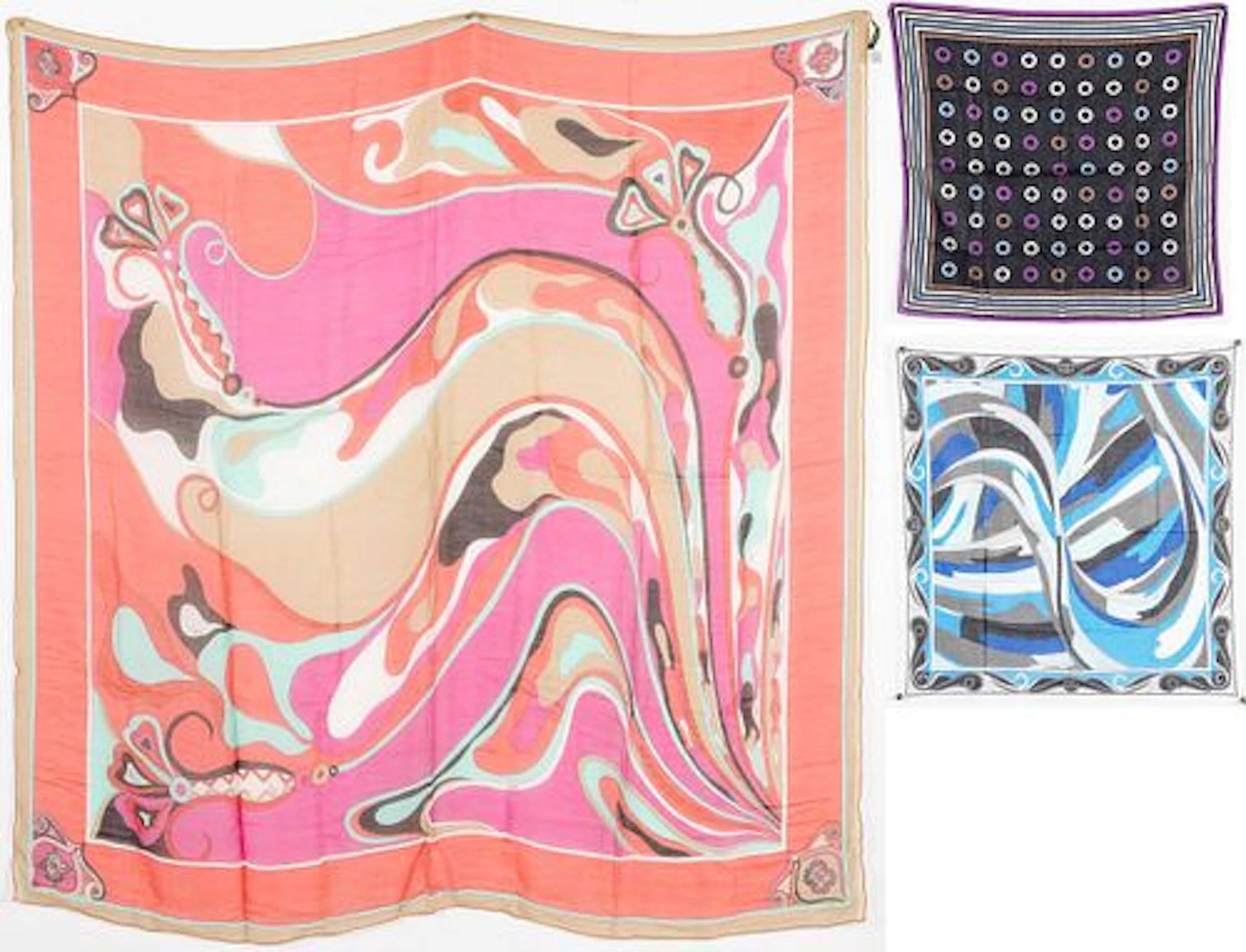 3 Emilio Pucci and Louis Vuitton Cotton Scarves