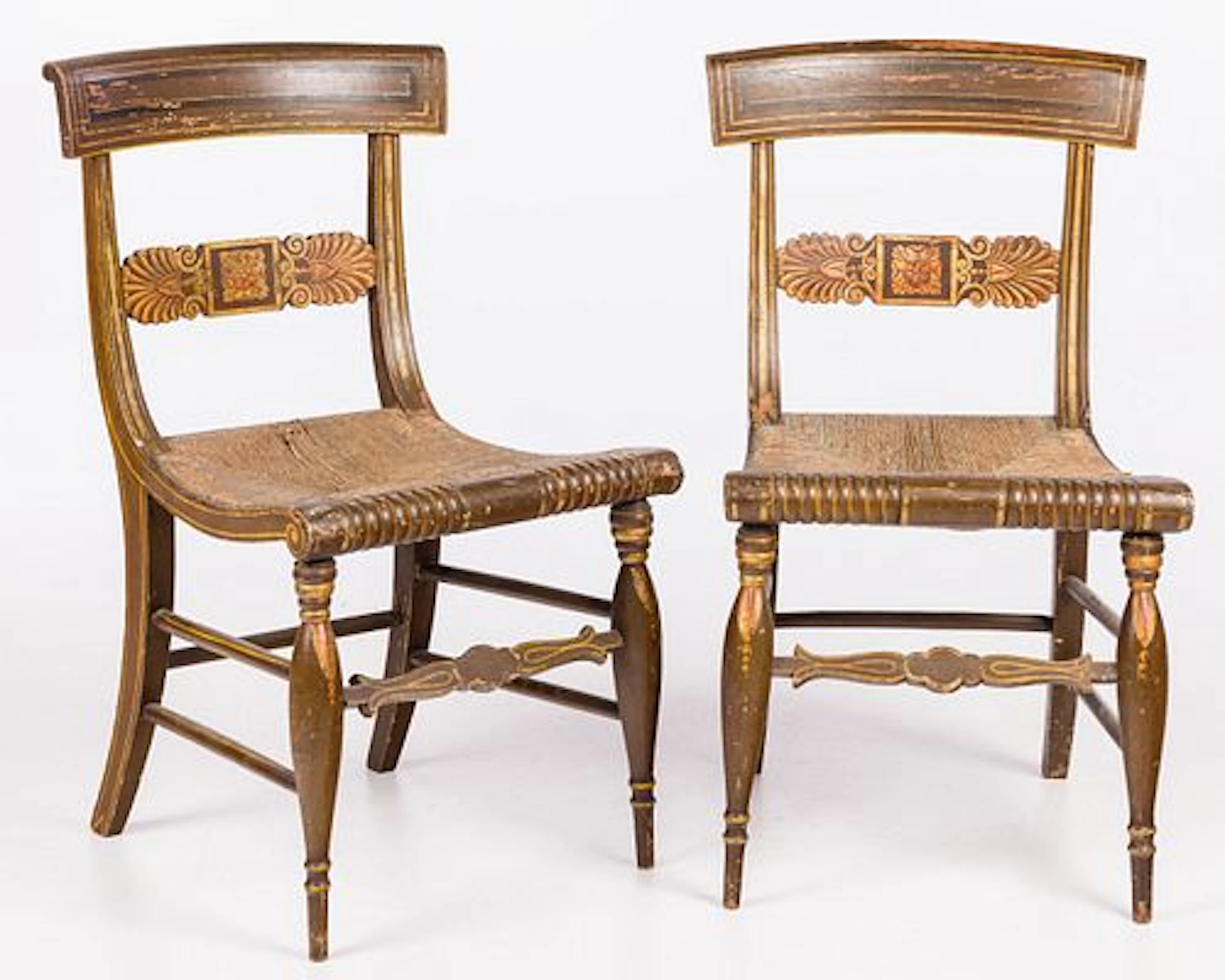 Pair Painted Federal Side Chairs, 1st Quarter 19th C