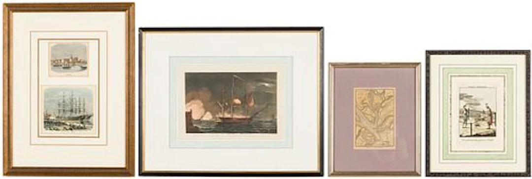 3 Colored Lithographs & Map of Port Royal & Beaufort