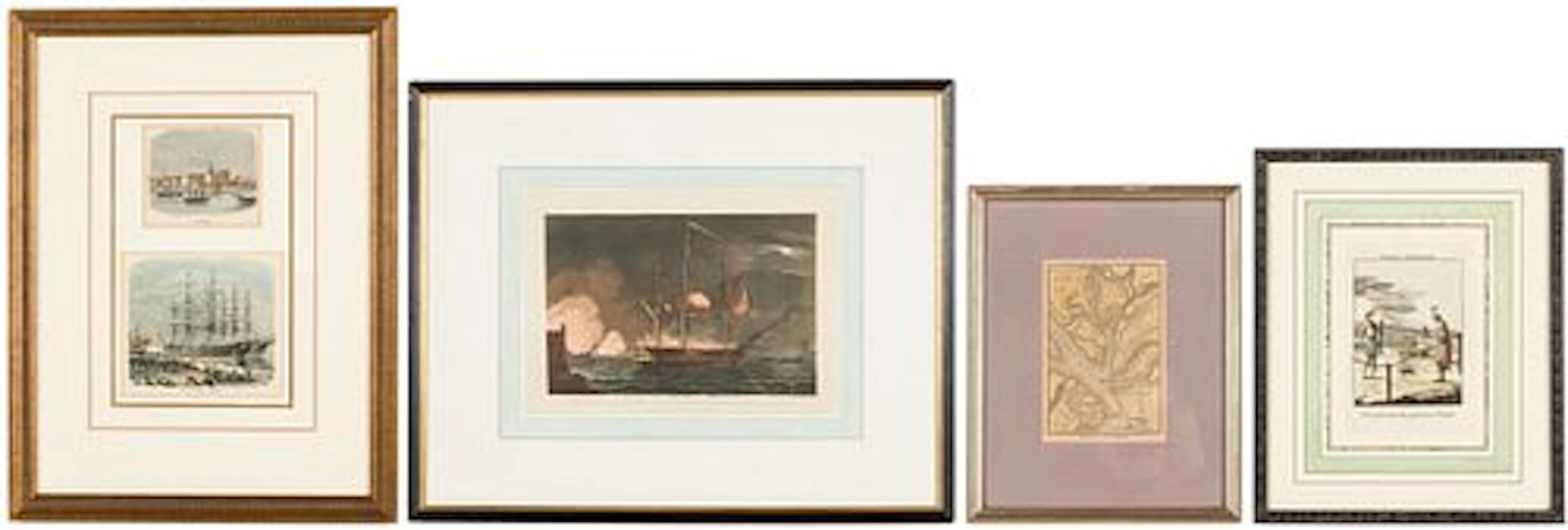 3 Colored Lithographs & Map of Port Royal & Beaufort