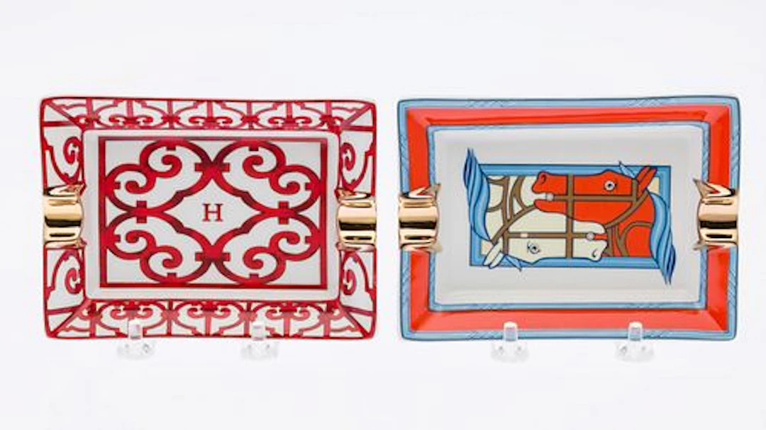 Two Hermes Porcelain Ashtrays