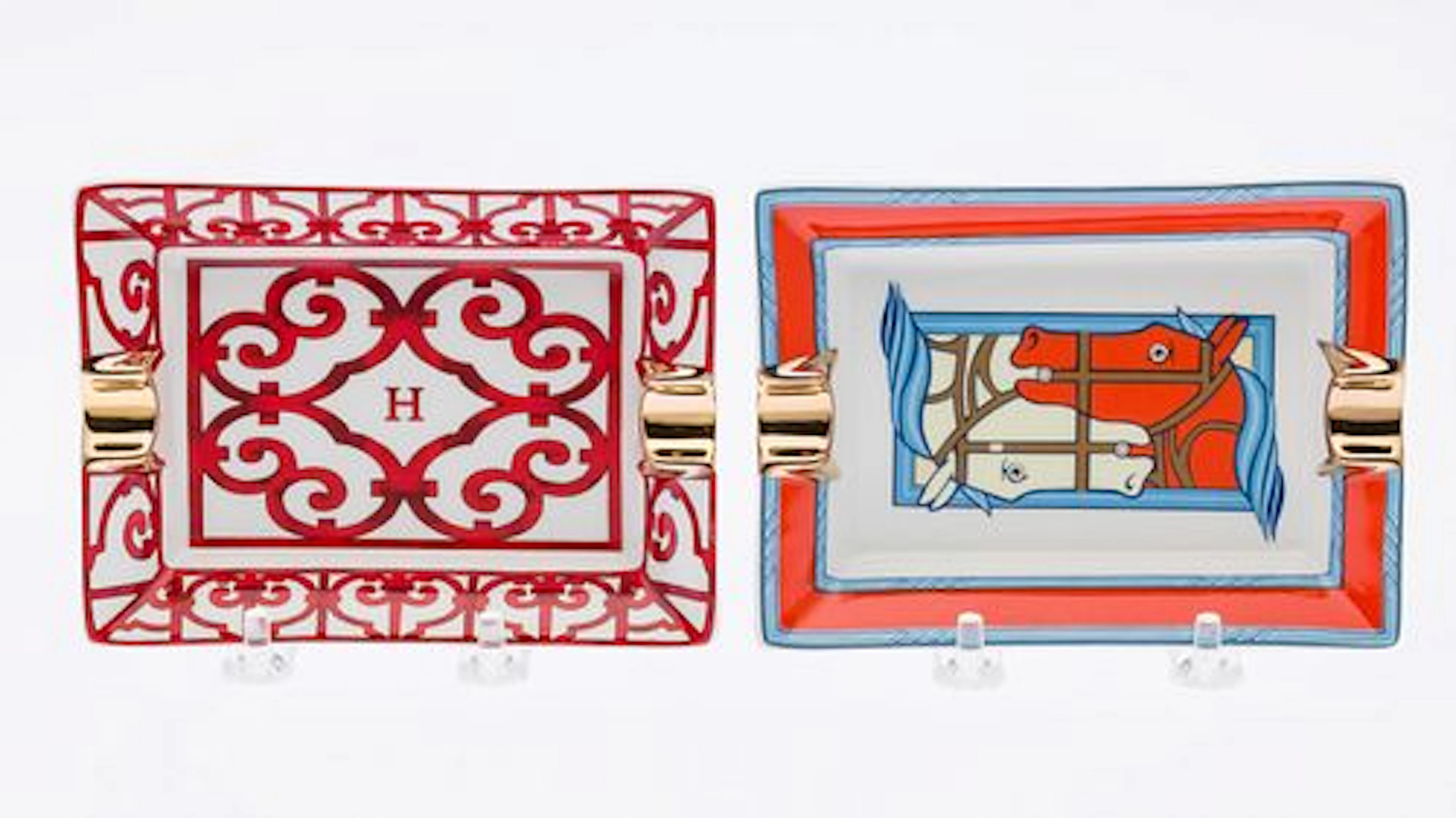 Two Hermes Porcelain Ashtrays