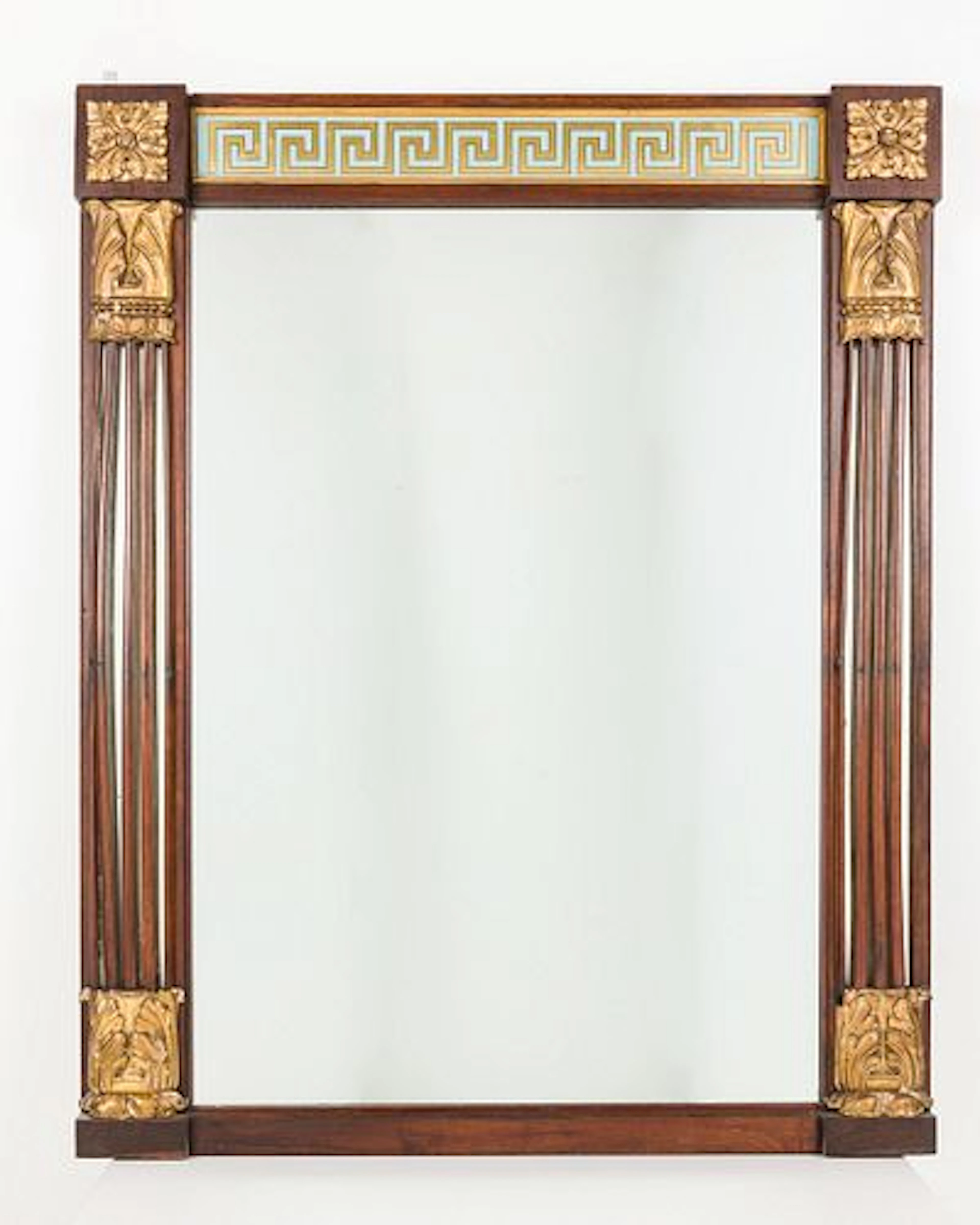 Neoclassical Mahogany and Eglomise Mirror, 19th C