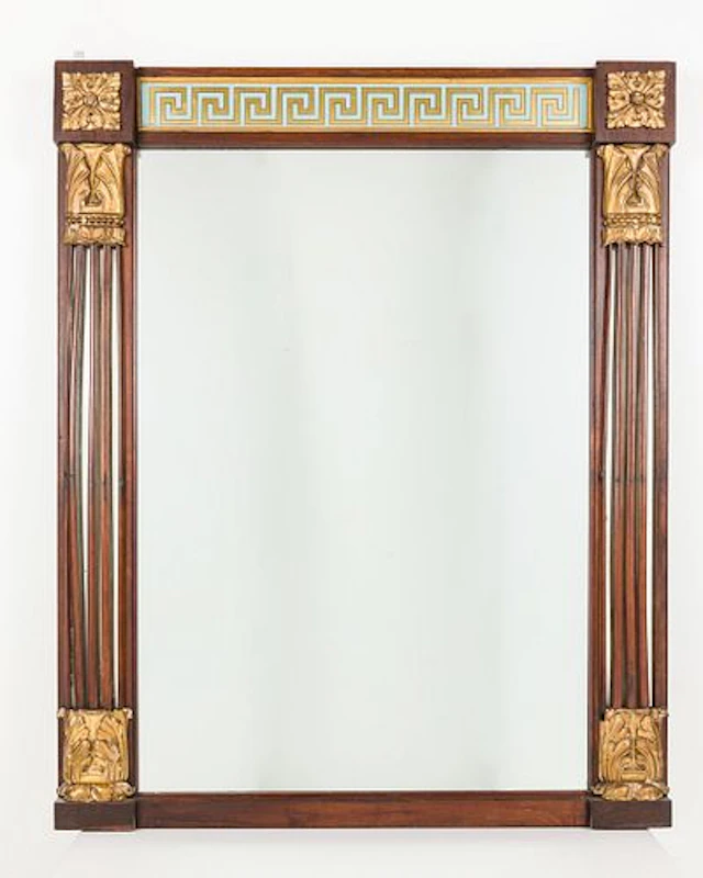 Neoclassical Mahogany and Eglomise Mirror, 19th C
