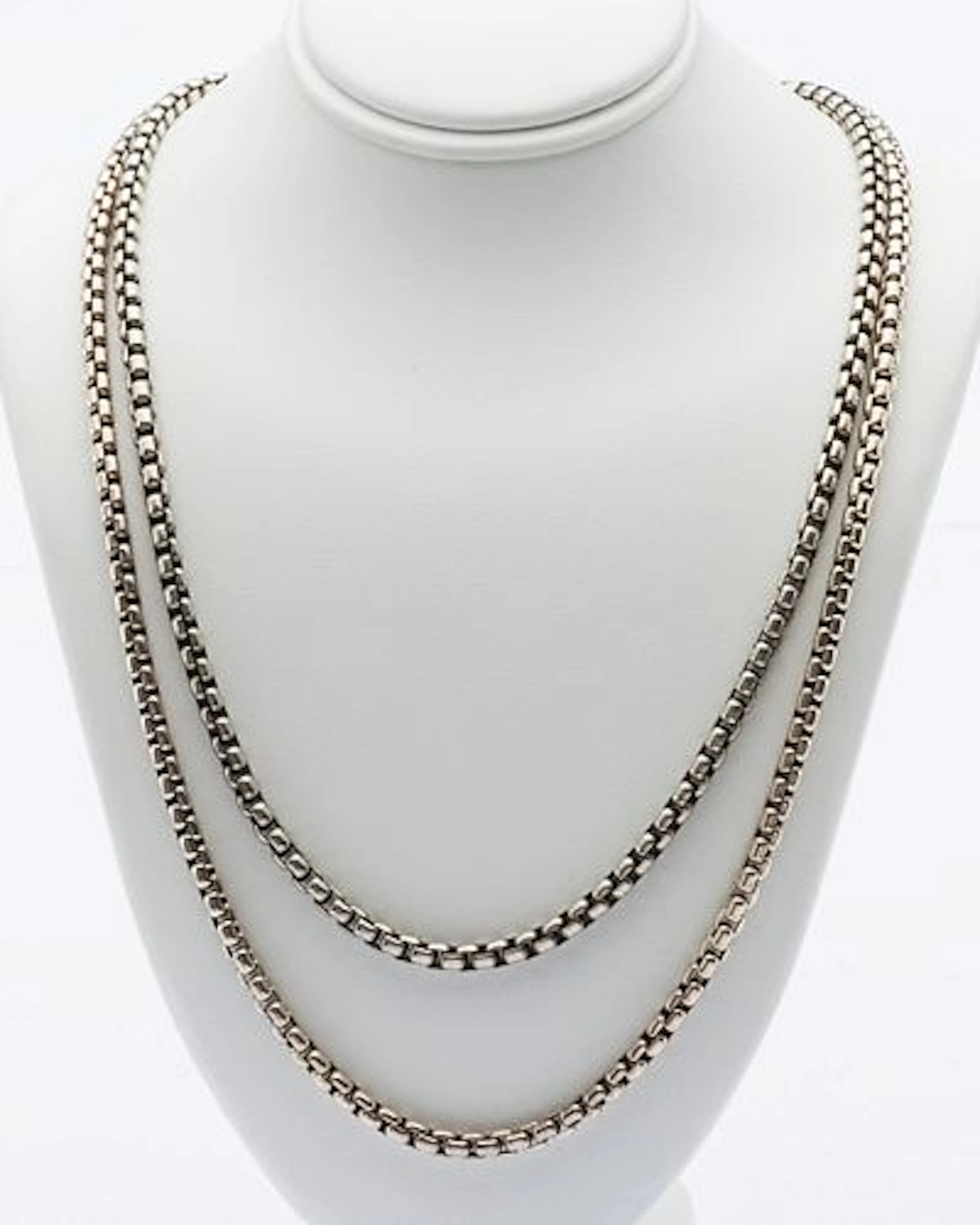 Two David Yurman Sterling Silver Box Chain Necklaces