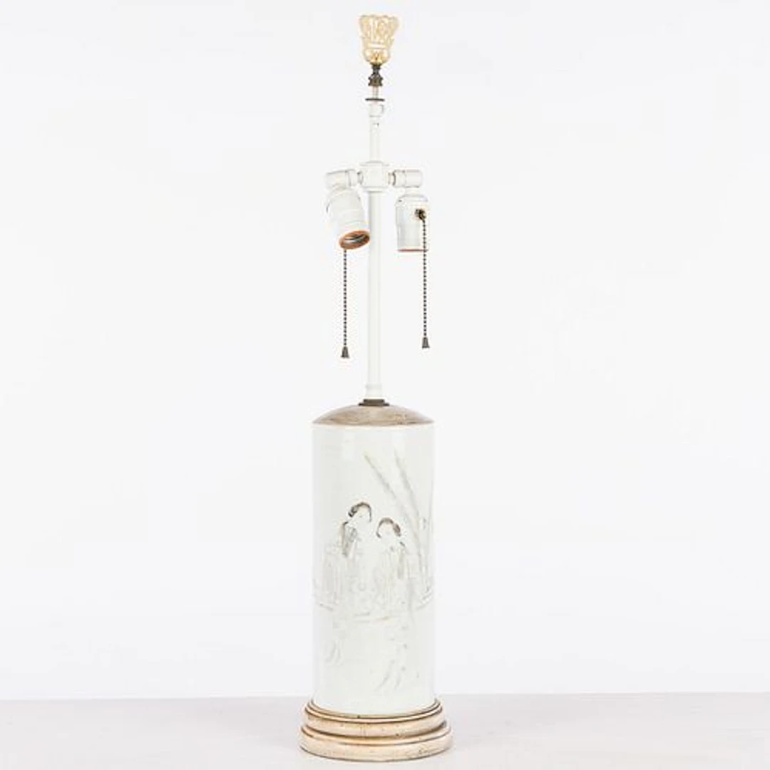 Chinese Porcelain Cylinder Vase, Now a Lamp