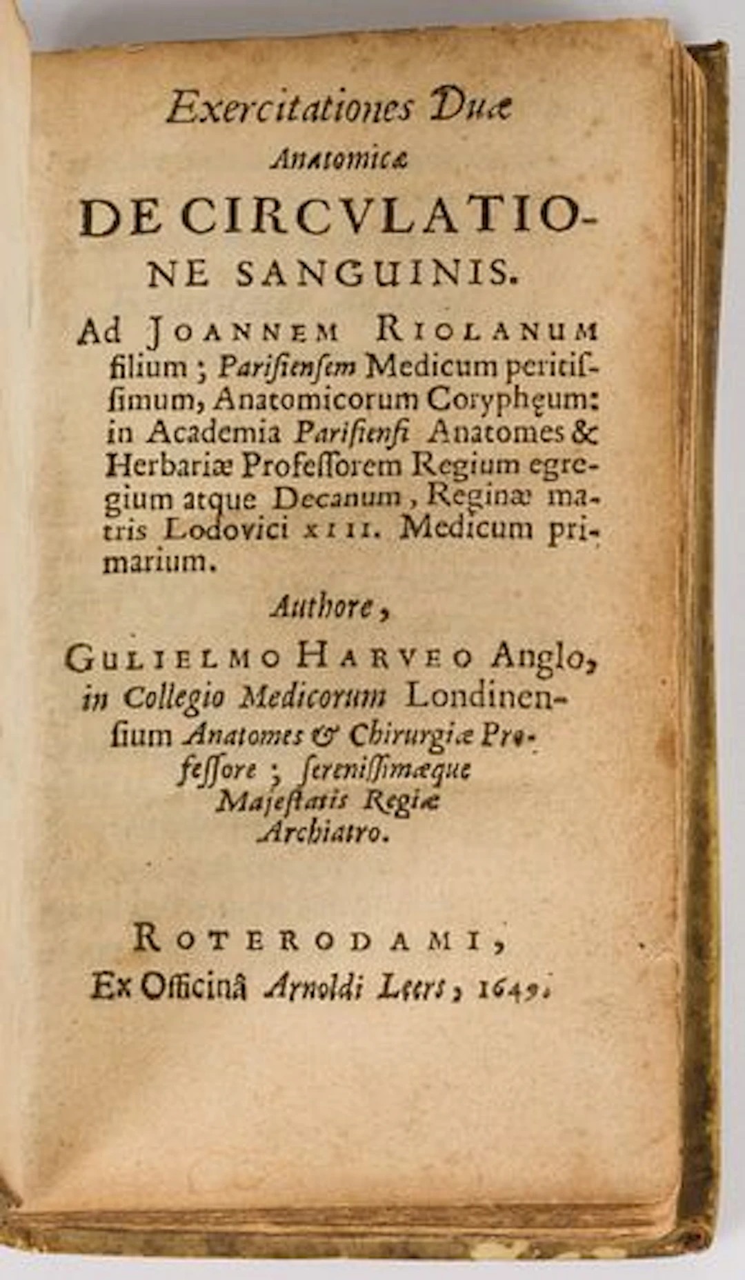 William Harvey, Exercitationes Duae Anatomicae 1649