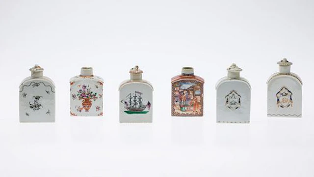 6 Chinese Export Porcelain Tea Caddies, 18th Century