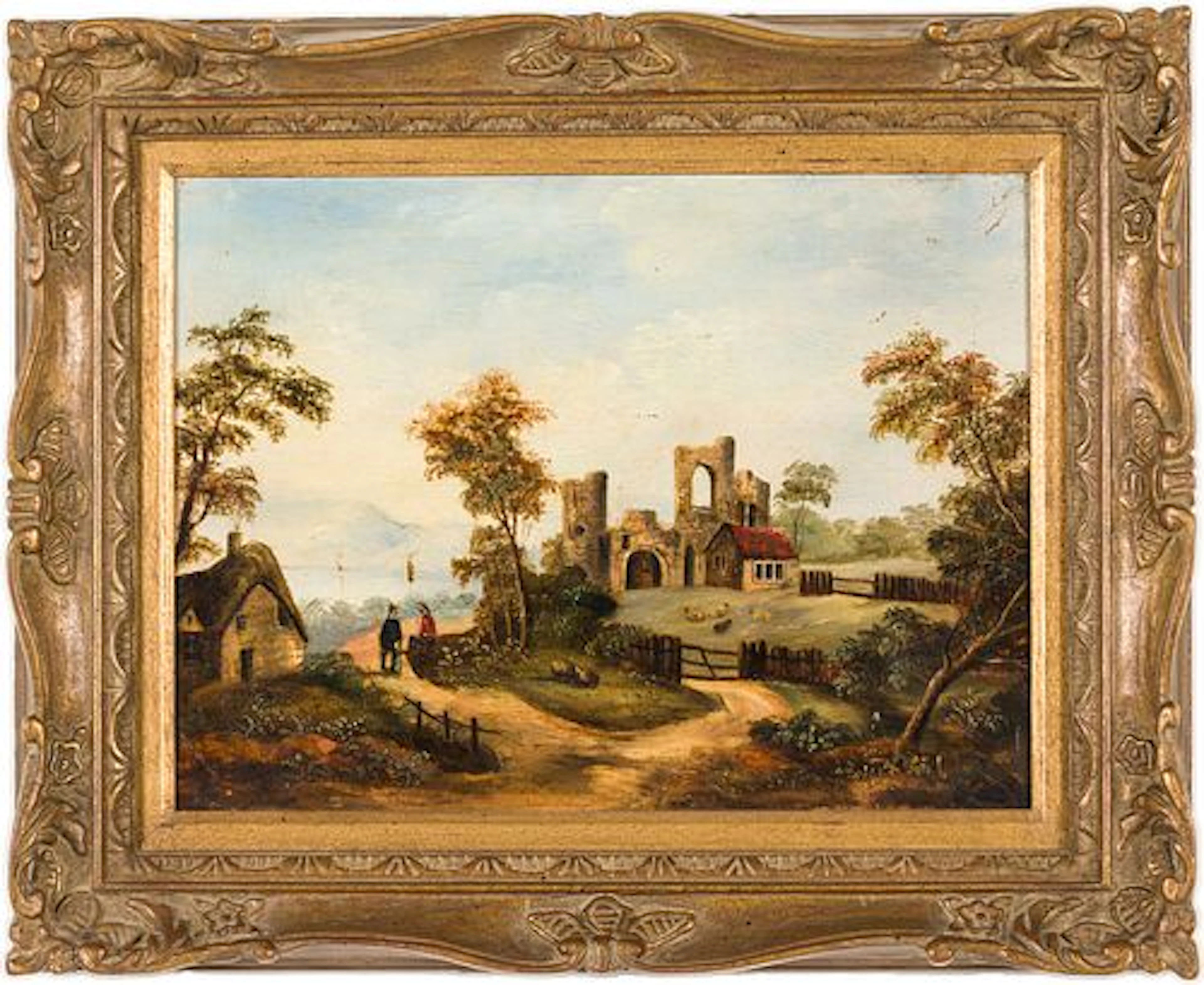 British school, Landscape with Ruins, O/B, 19th C