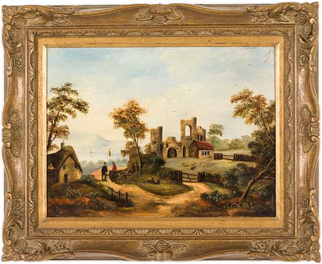 British school, Landscape with Ruins, O/B, 19th C
