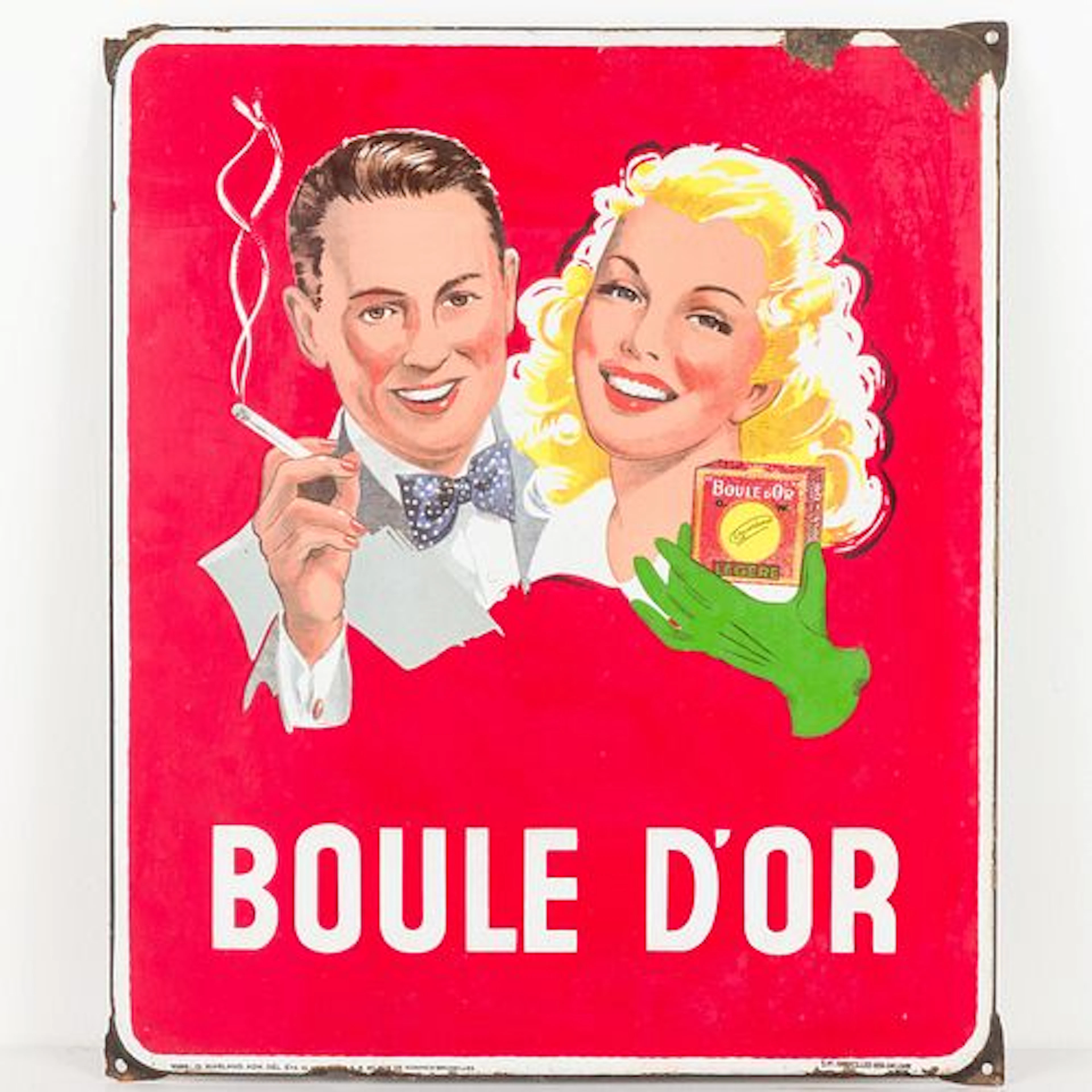 Boule d'Or Tobacco Porcelain Enamel Metal Sign