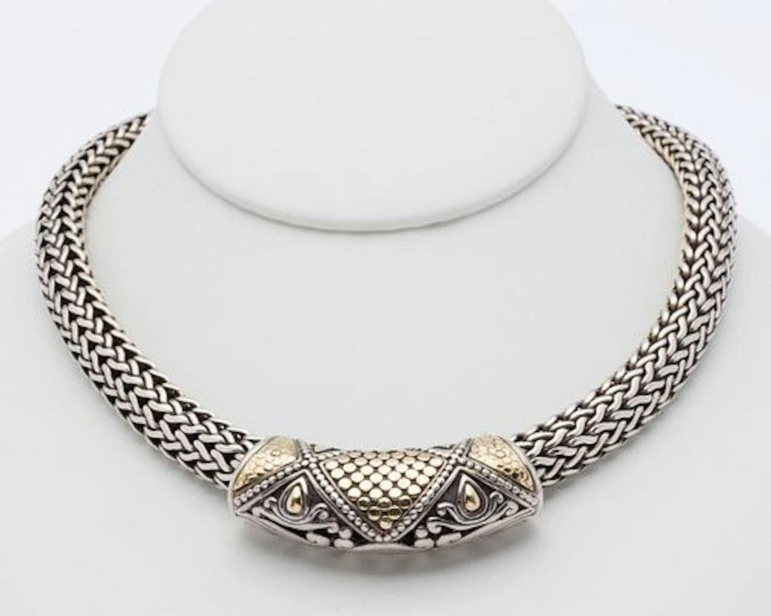 John Hardy Sterling Silver and 18K Gold Necklace