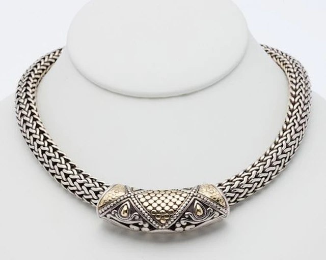 John Hardy Sterling Silver and 18K Gold Necklace