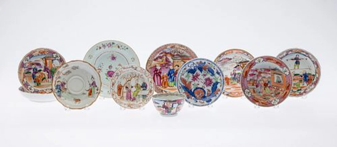 10 Chinese Export Dishes and a Cup, 18th Century