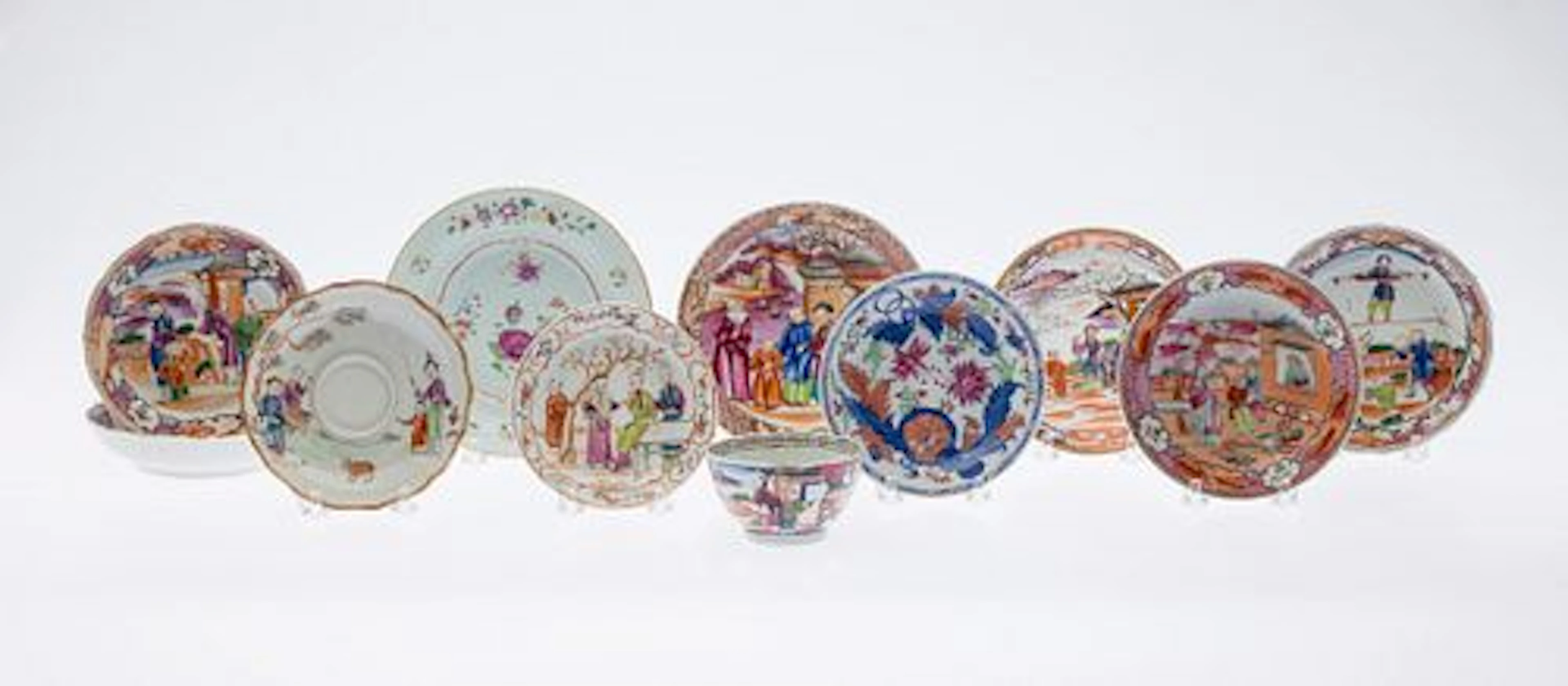 10 Chinese Export Dishes and a Cup, 18th Century