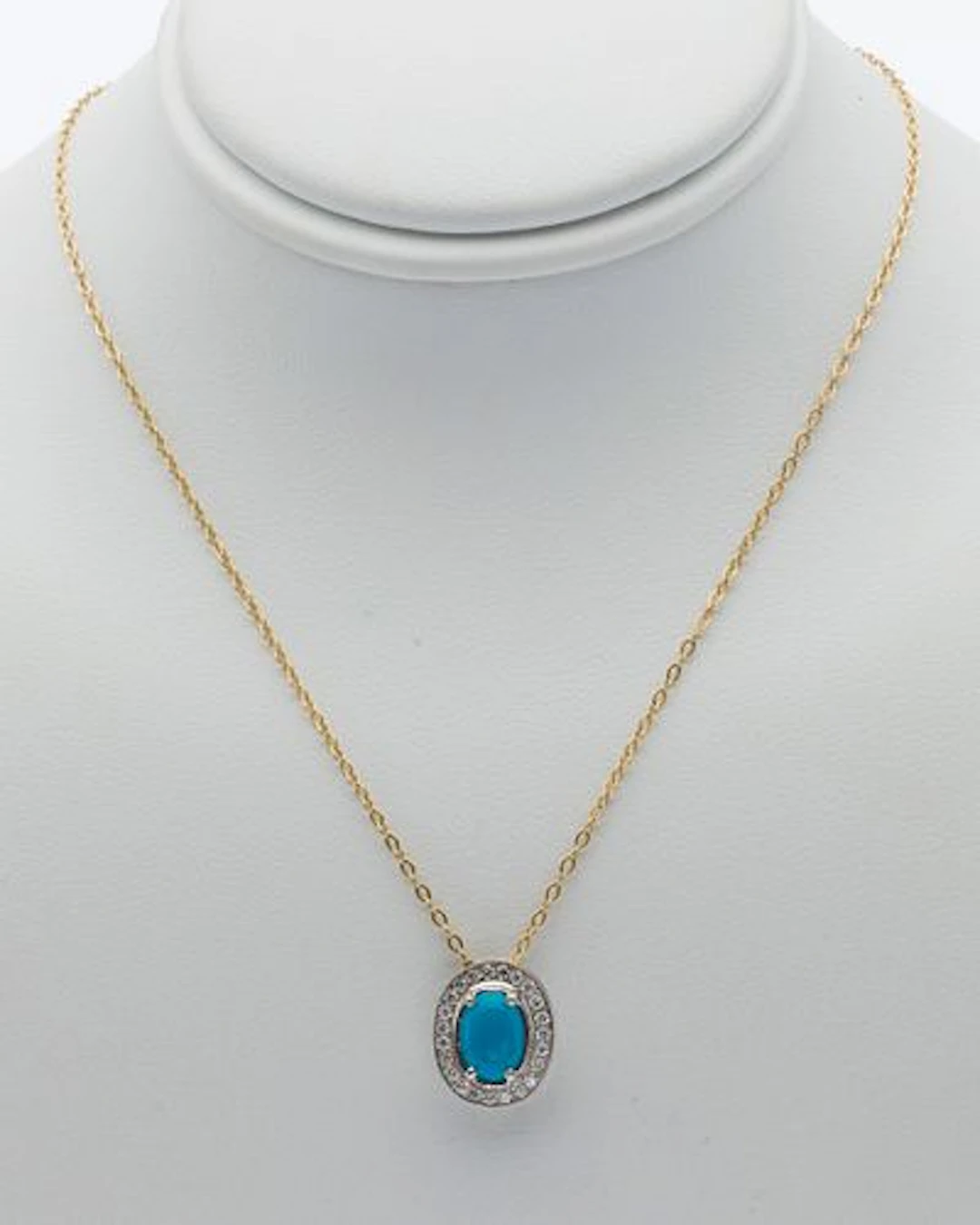 18K Gold, Turquoise and Diamond Pendant