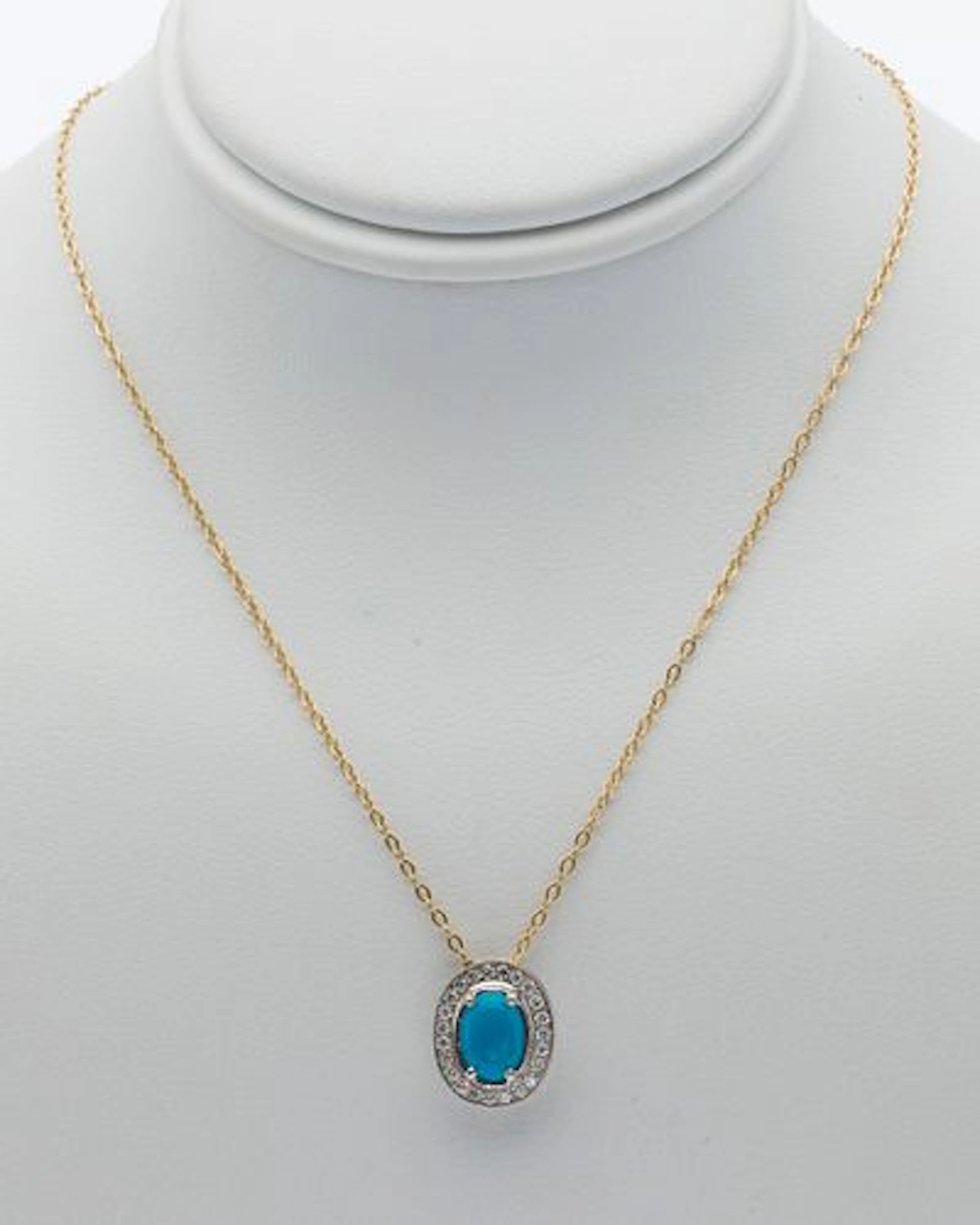 18K Gold, Turquoise and Diamond Pendant