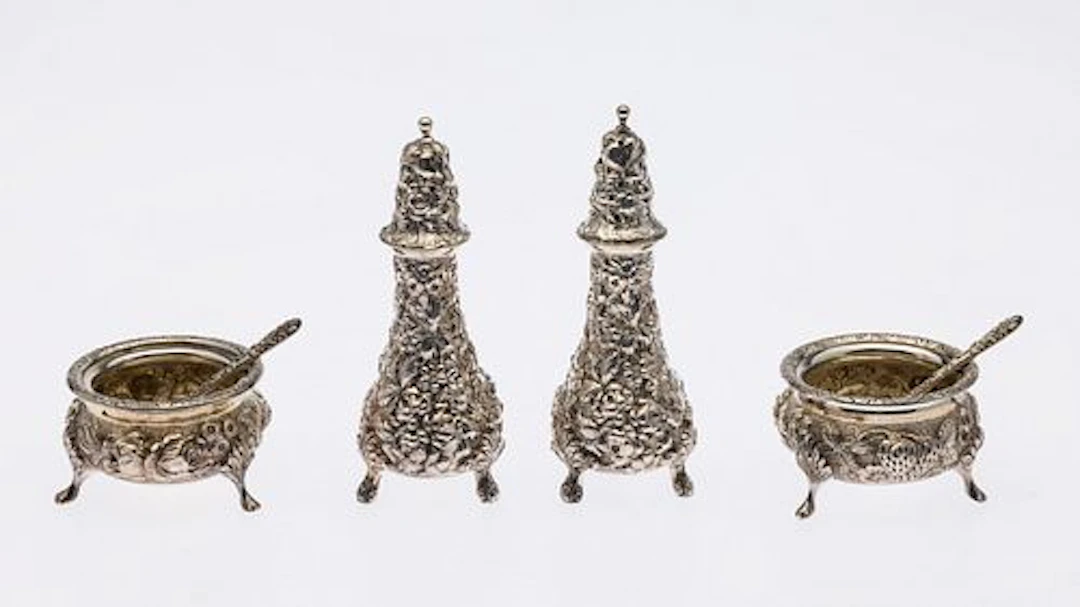 Group of Sterling Silver Repousse Salt and Peppers