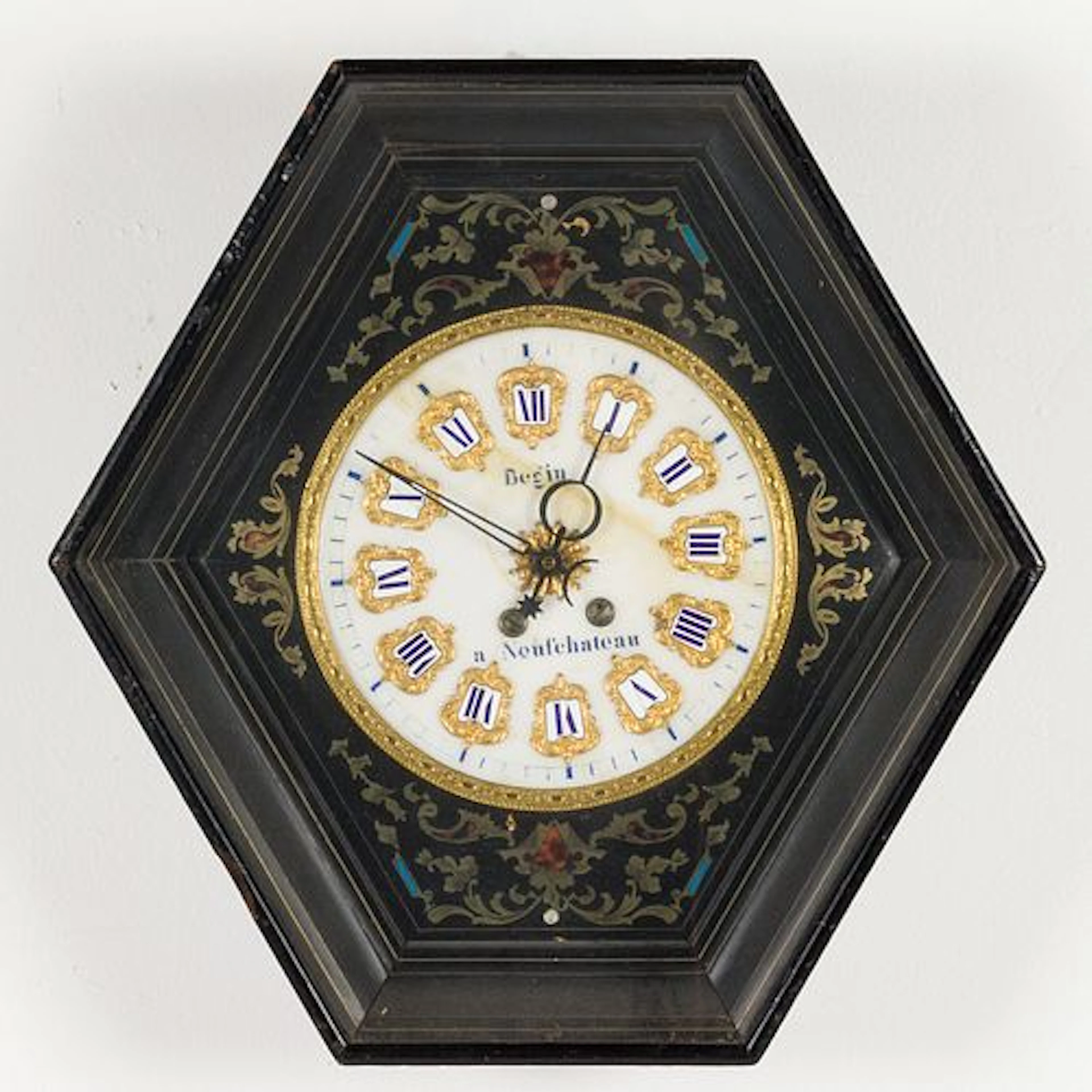 French Ebonized Wall Clock, 19th Century