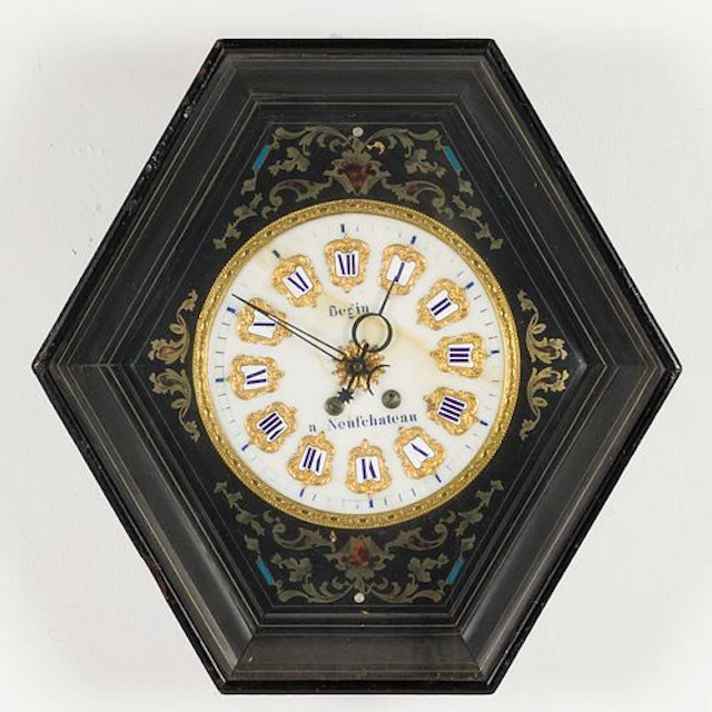 French Ebonized Wall Clock, 19th Century