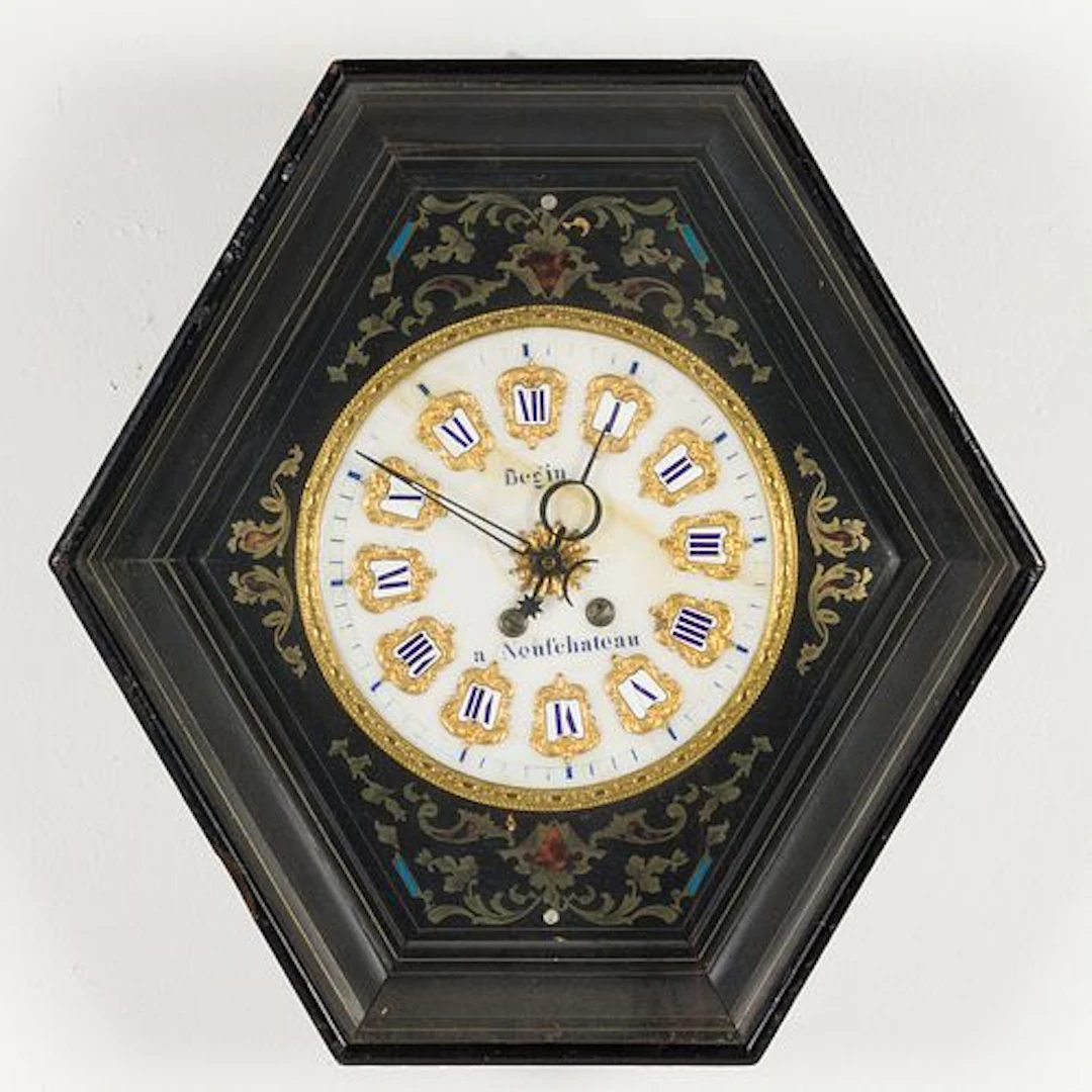 French Ebonized Wall Clock, 19th Century