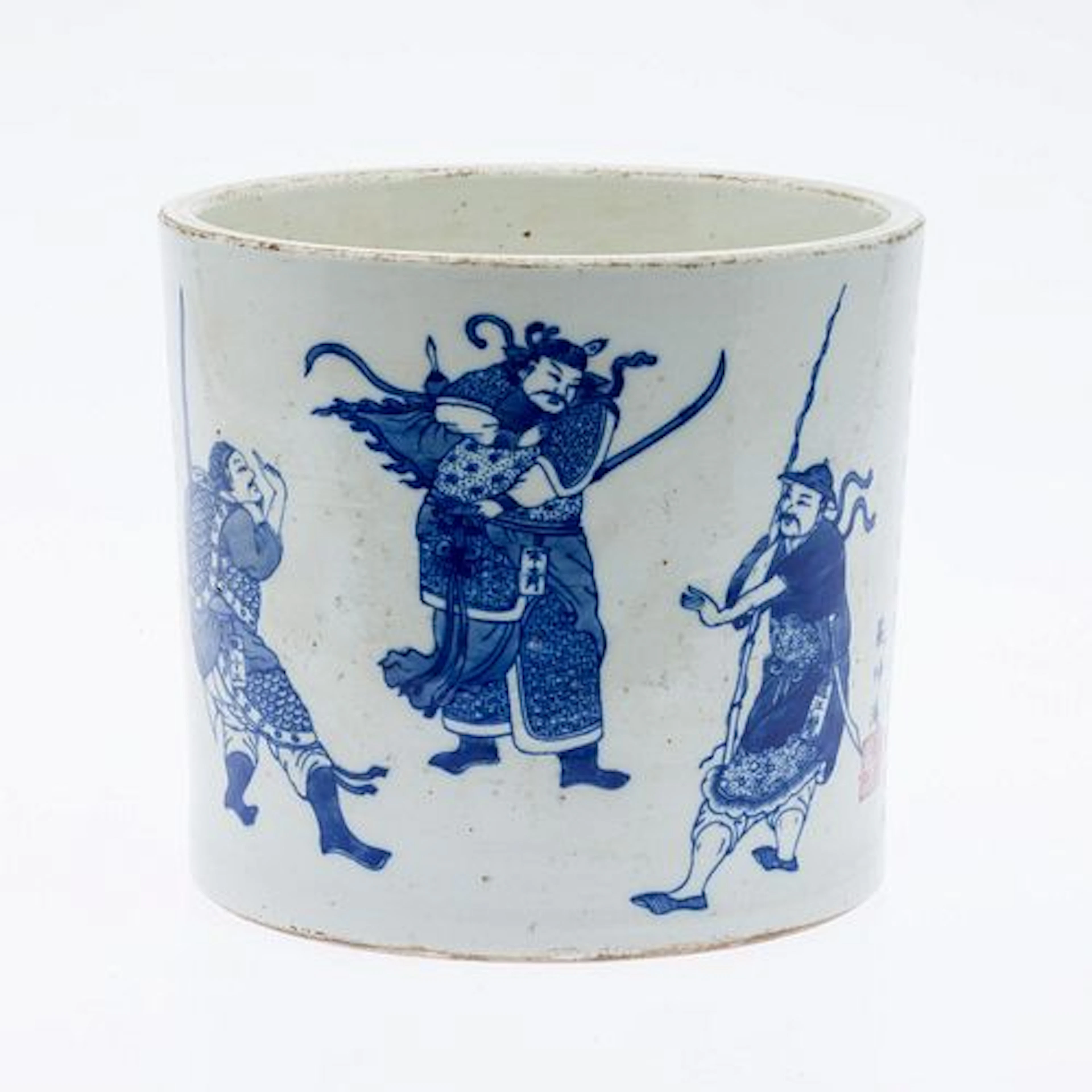 Chinese Blue and White Figural Brush Pot