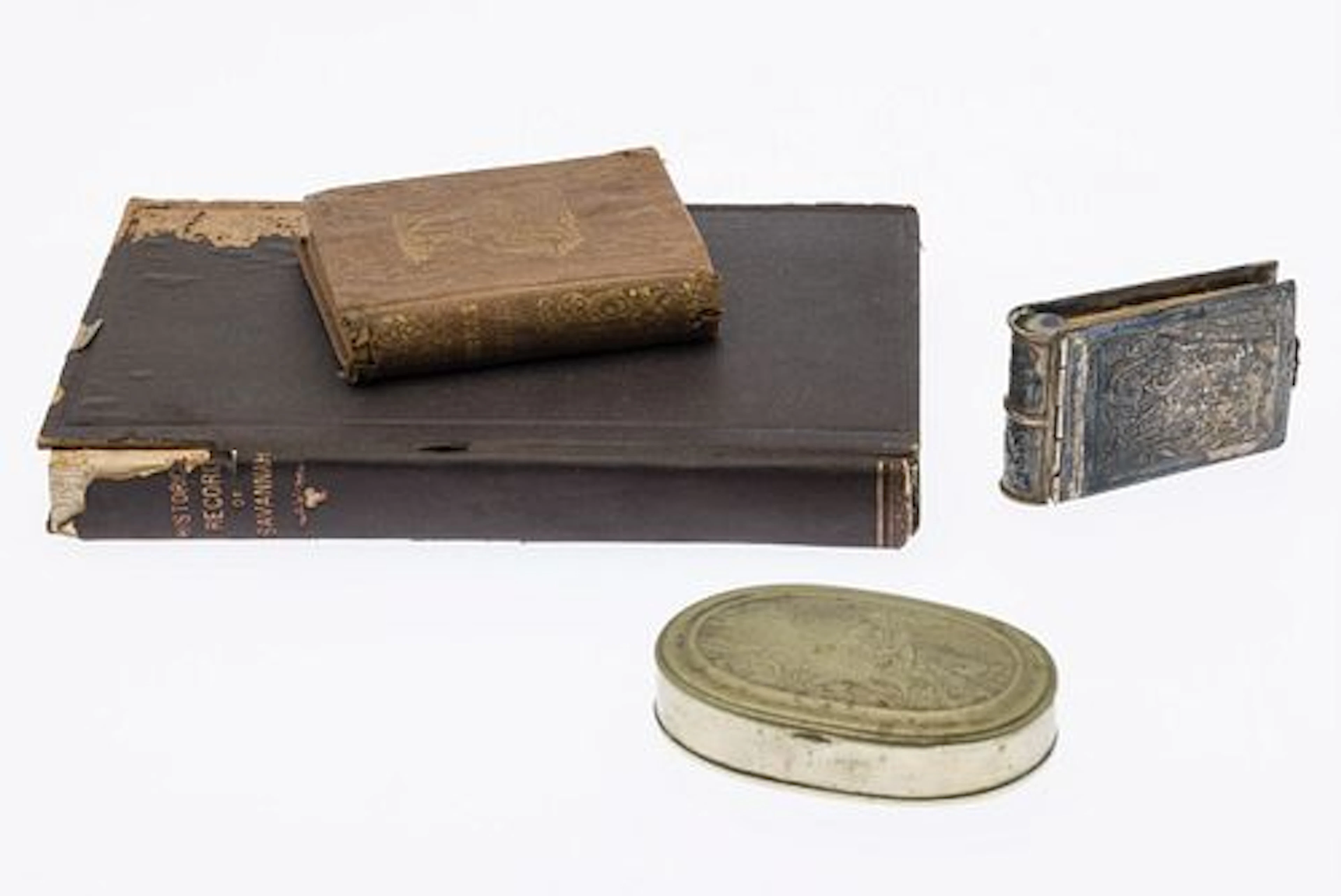Group of Three Books and a Metal Box