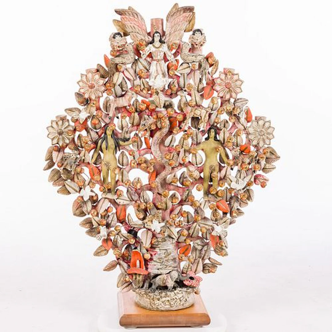 Large South American Adam and Eve Ceramic Candelabra