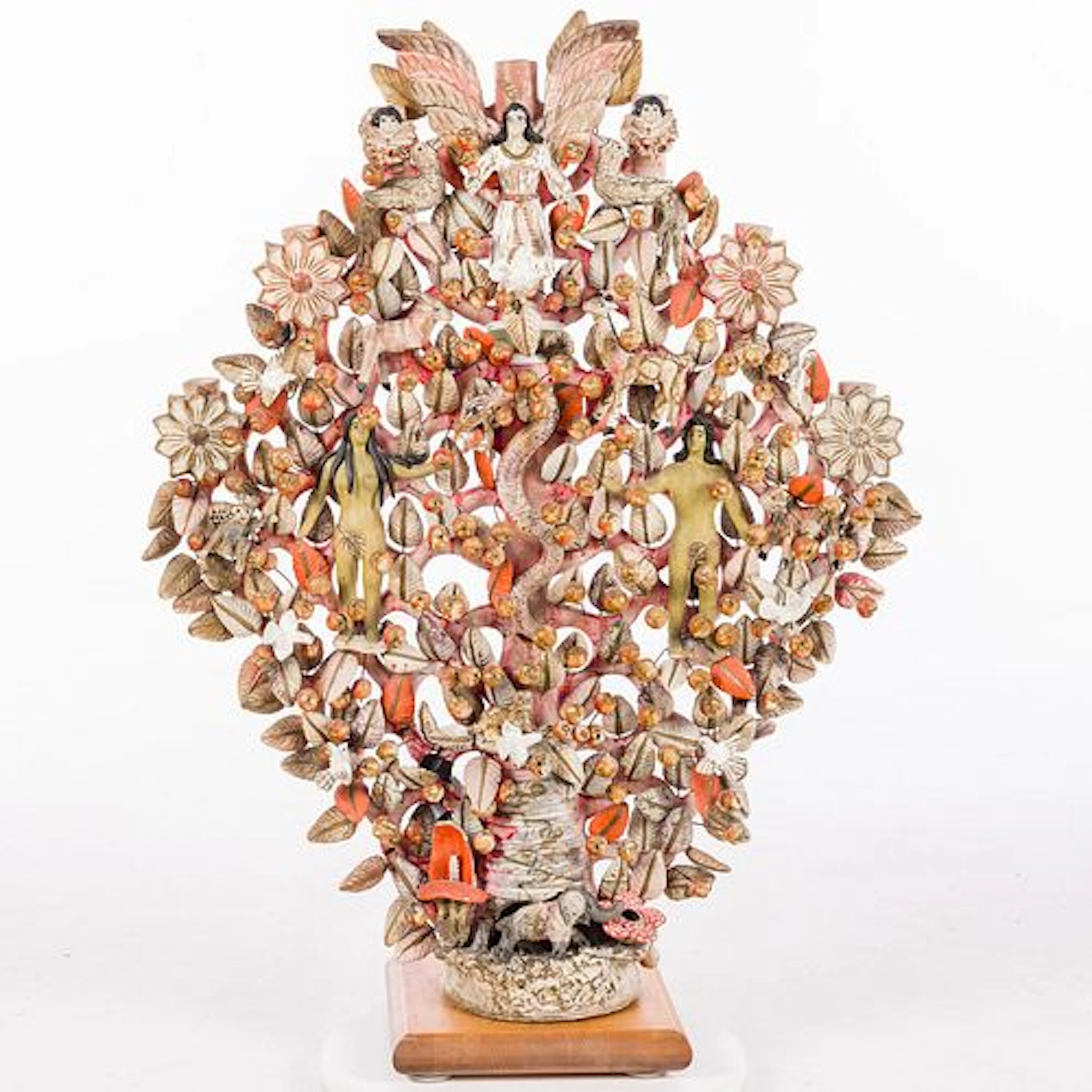 Large South American Adam and Eve Ceramic Candelabra