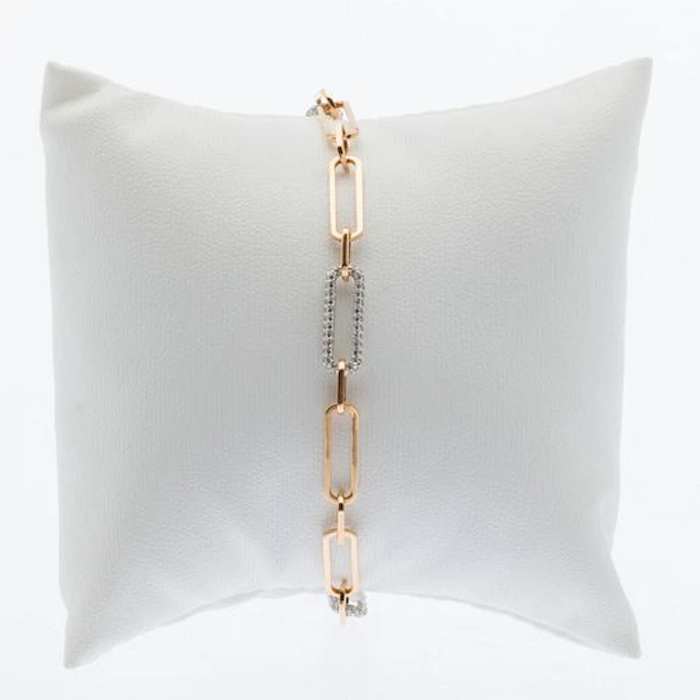 18K Rose Gold and Diamond Link Bracelet