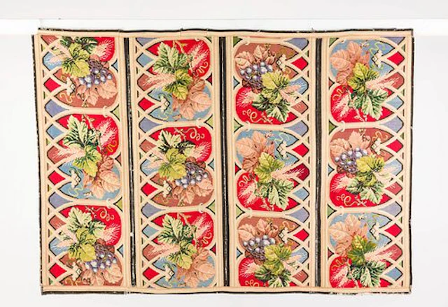 English Needlepoint Rug with Grapes, 19th C