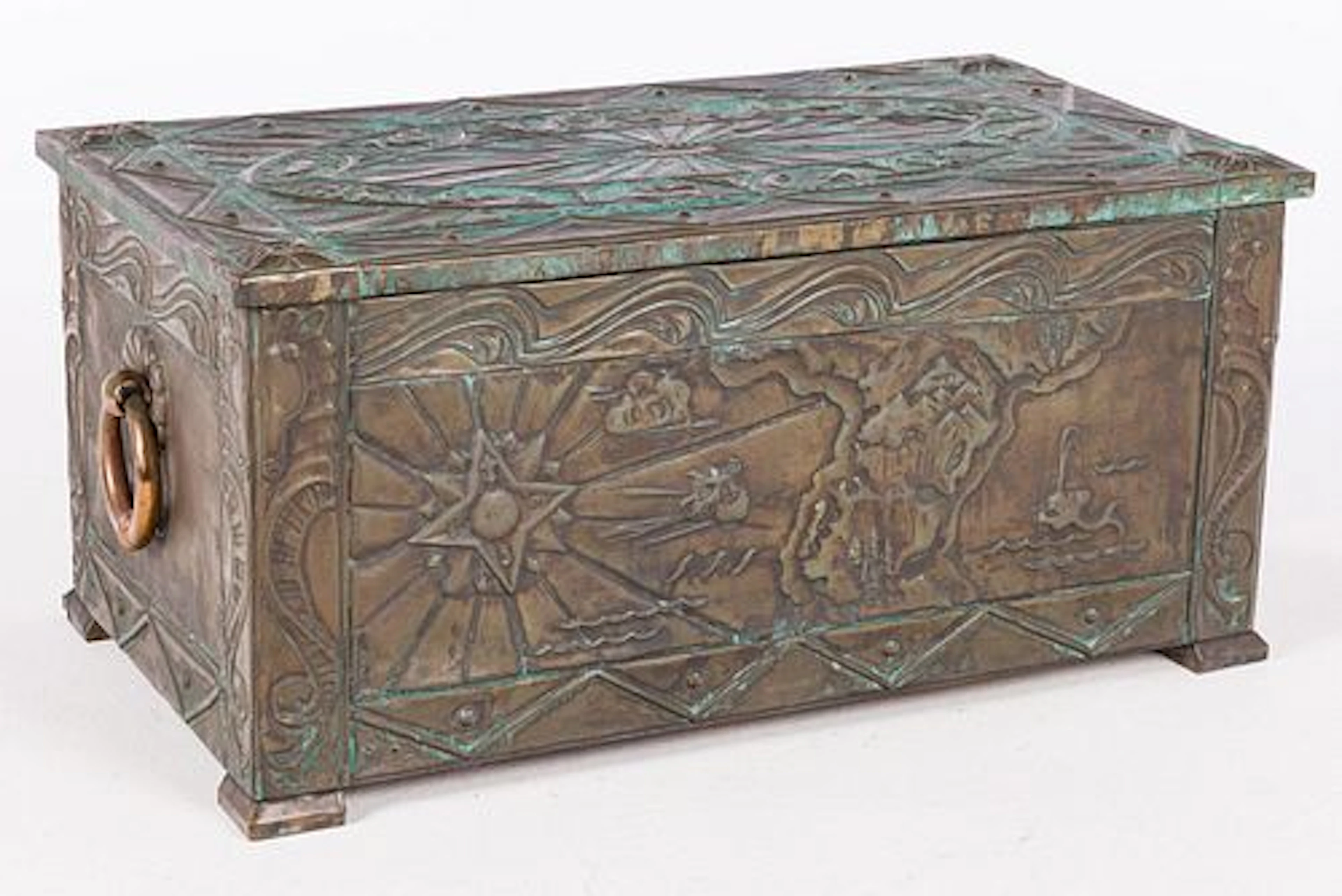 Repousse Copper Zodiac Chest