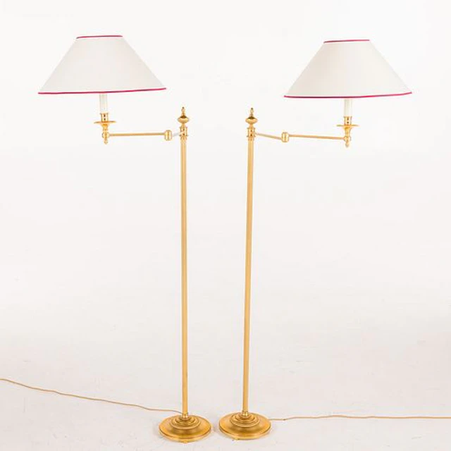 Pair of Gilt Metal Articulated Floor Lamps