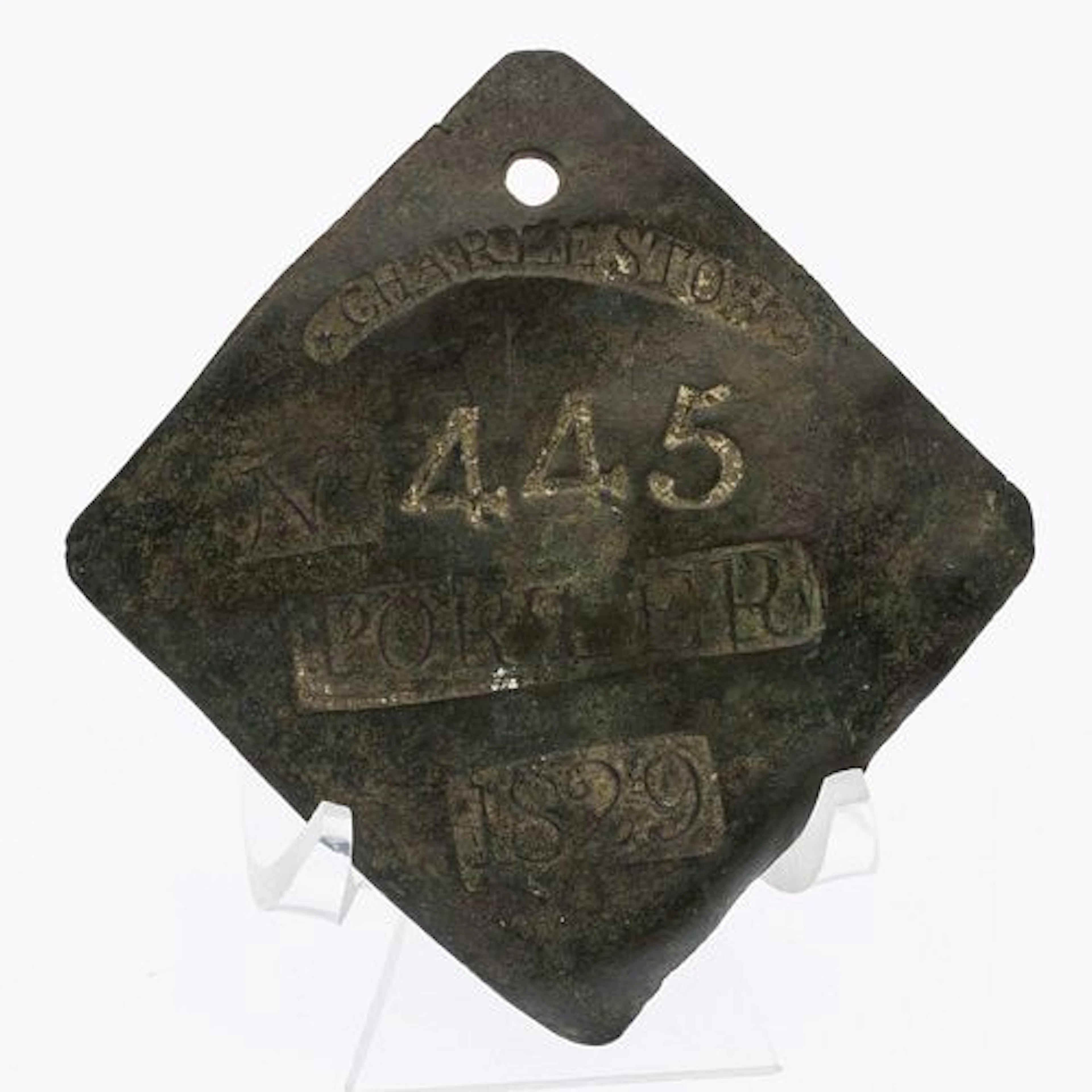 Charleston Porter Slave Hire Badge, 1829