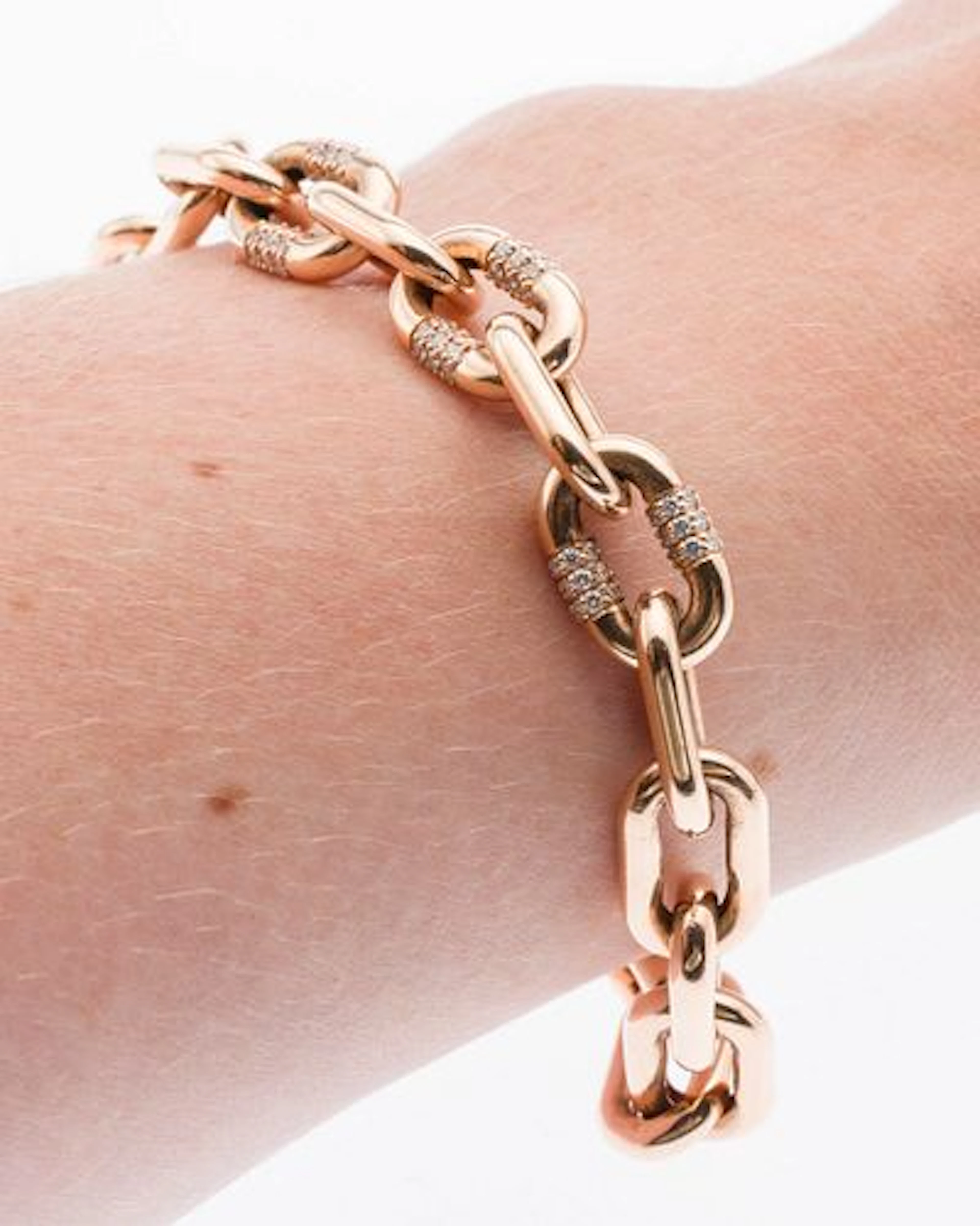 14K Rose Gold and Diamond Chain Bracelet