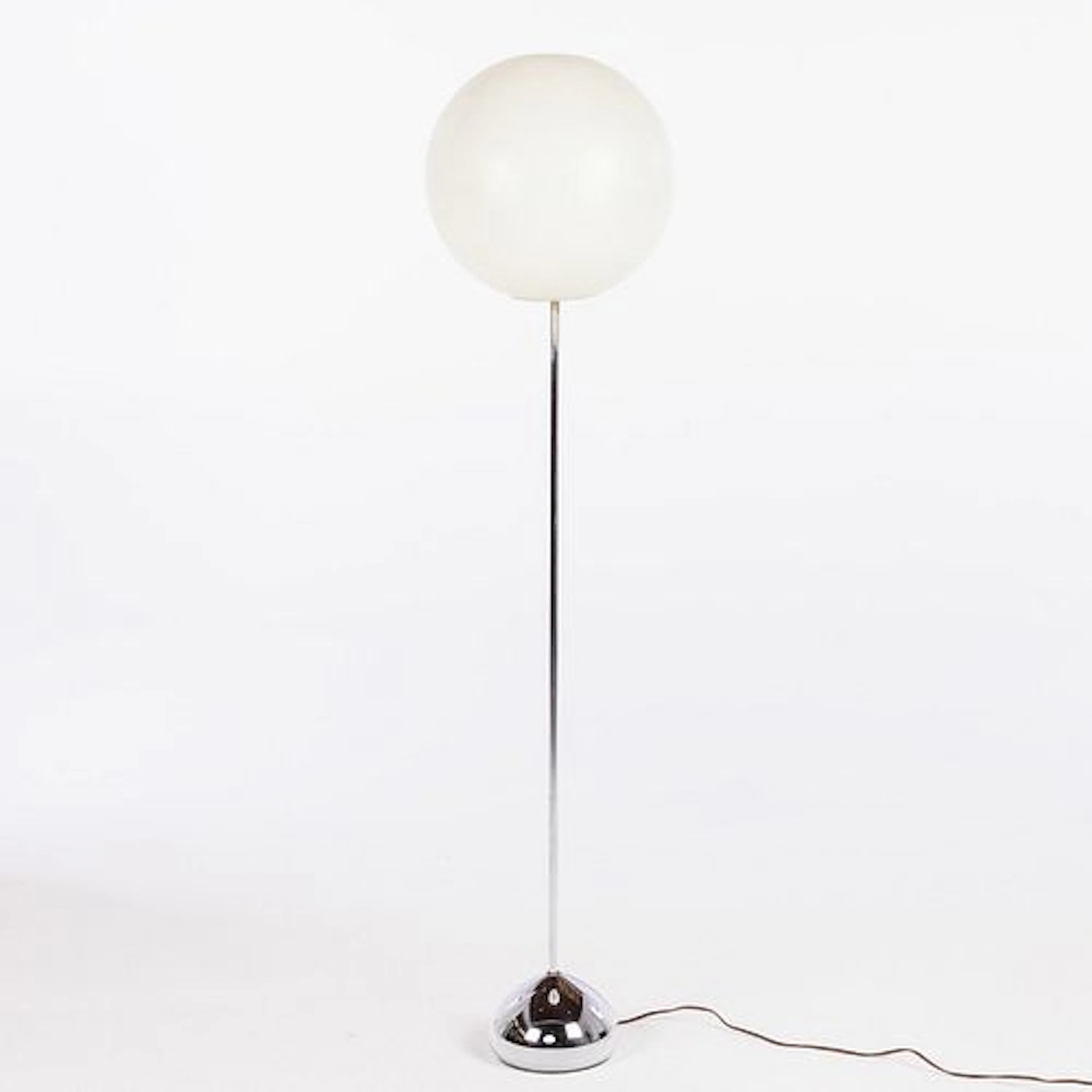 Vintage Chrome and White Globe Lollipop Floor Lamp