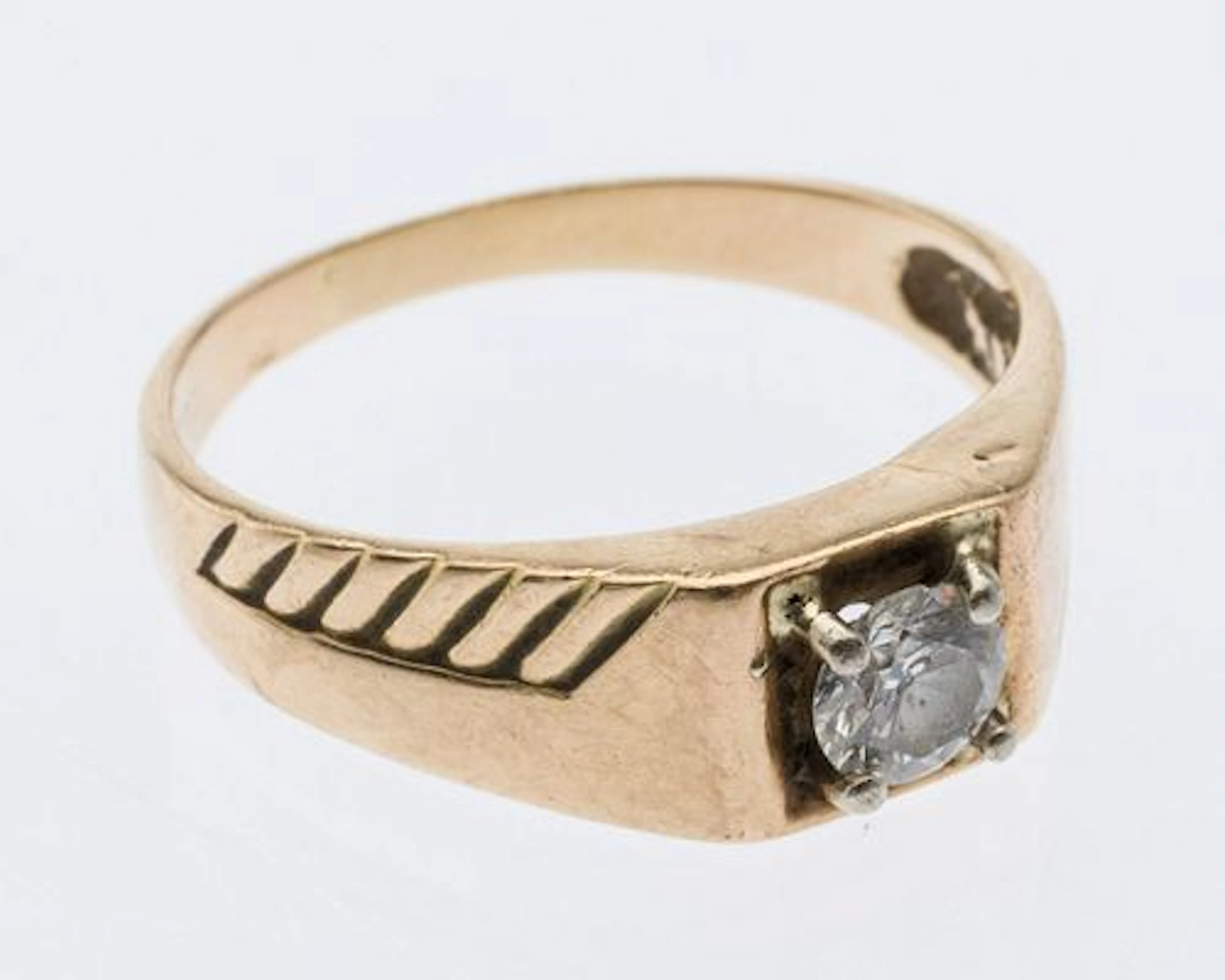 Gentleman's 10K Gold and Diamond Ring, Size 11.5