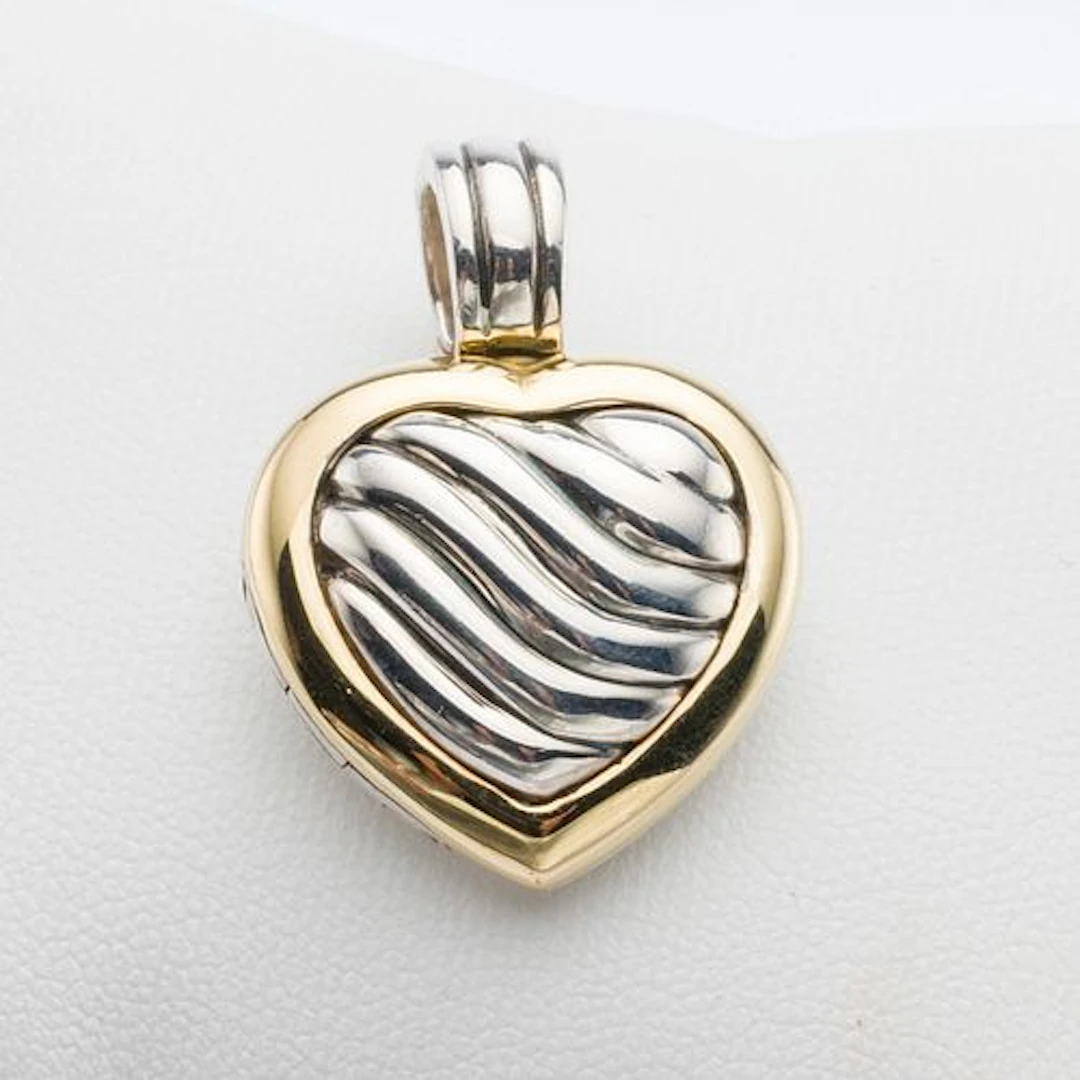 David Yurman Sterling & 18K Gold Cable Heart Locket