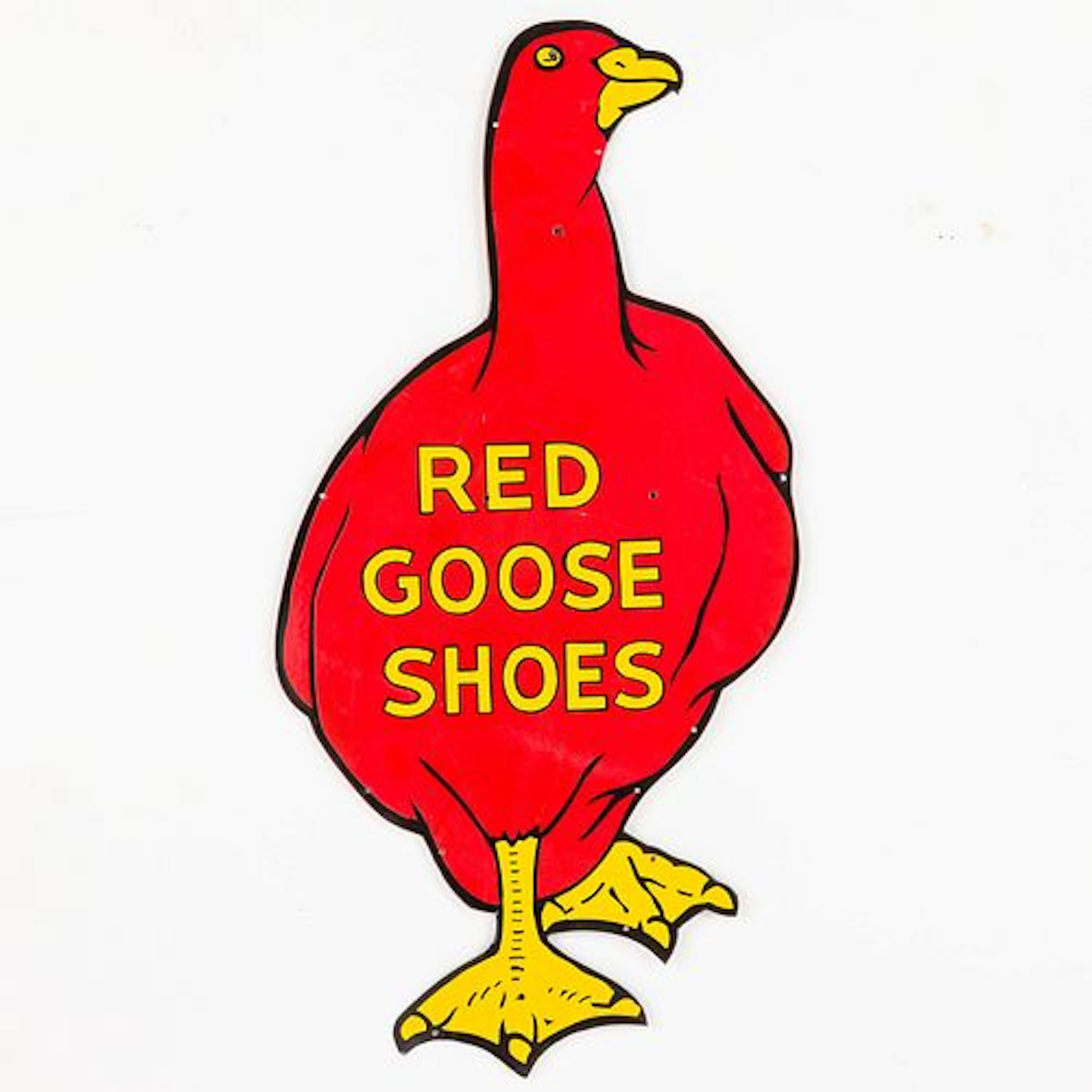 Vintage Red Goose Shoes Porcelain Sign, c. 1930