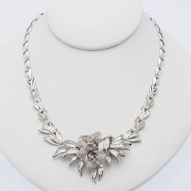 Diamond and 18K White Gold Necklace
