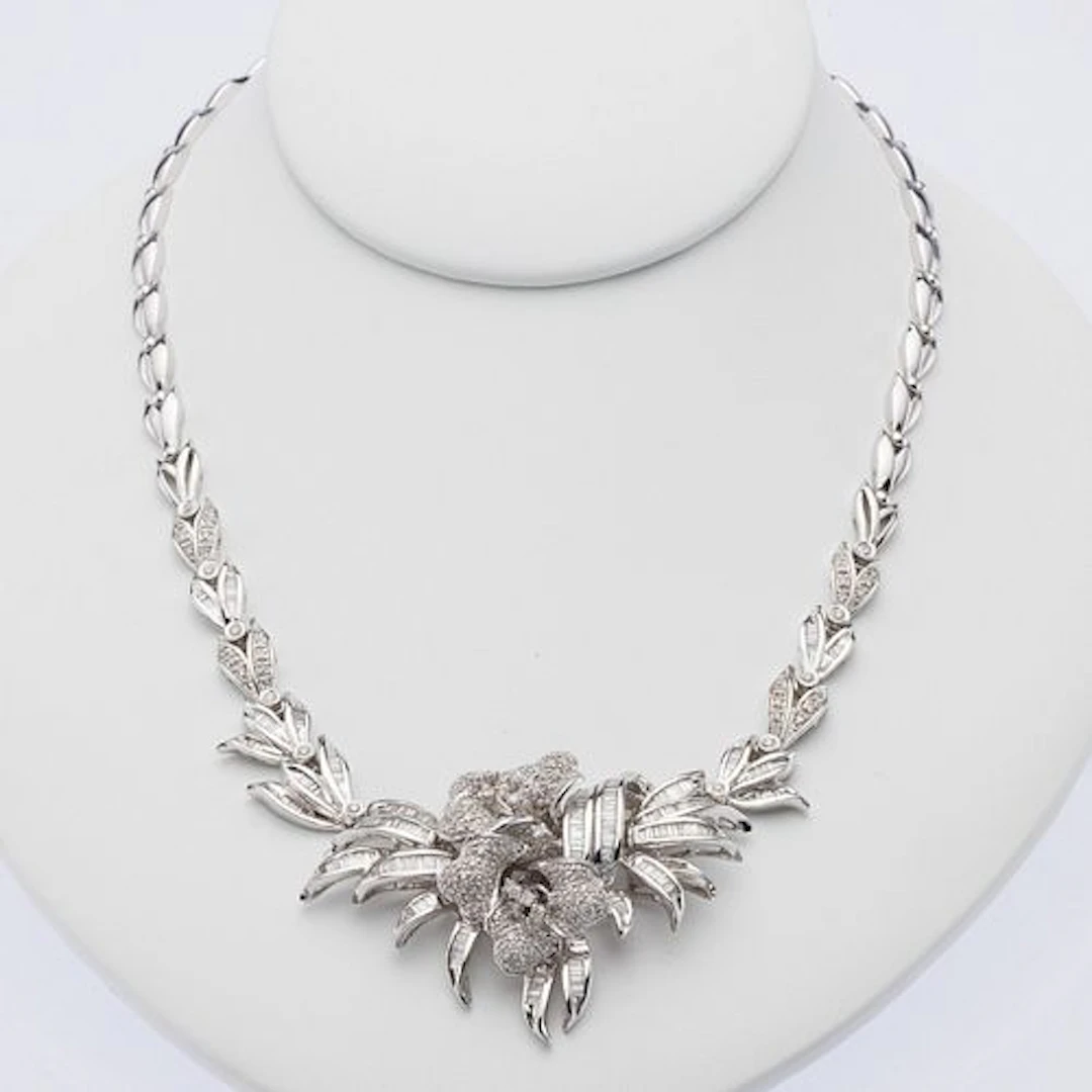 Diamond and 18K White Gold Necklace
