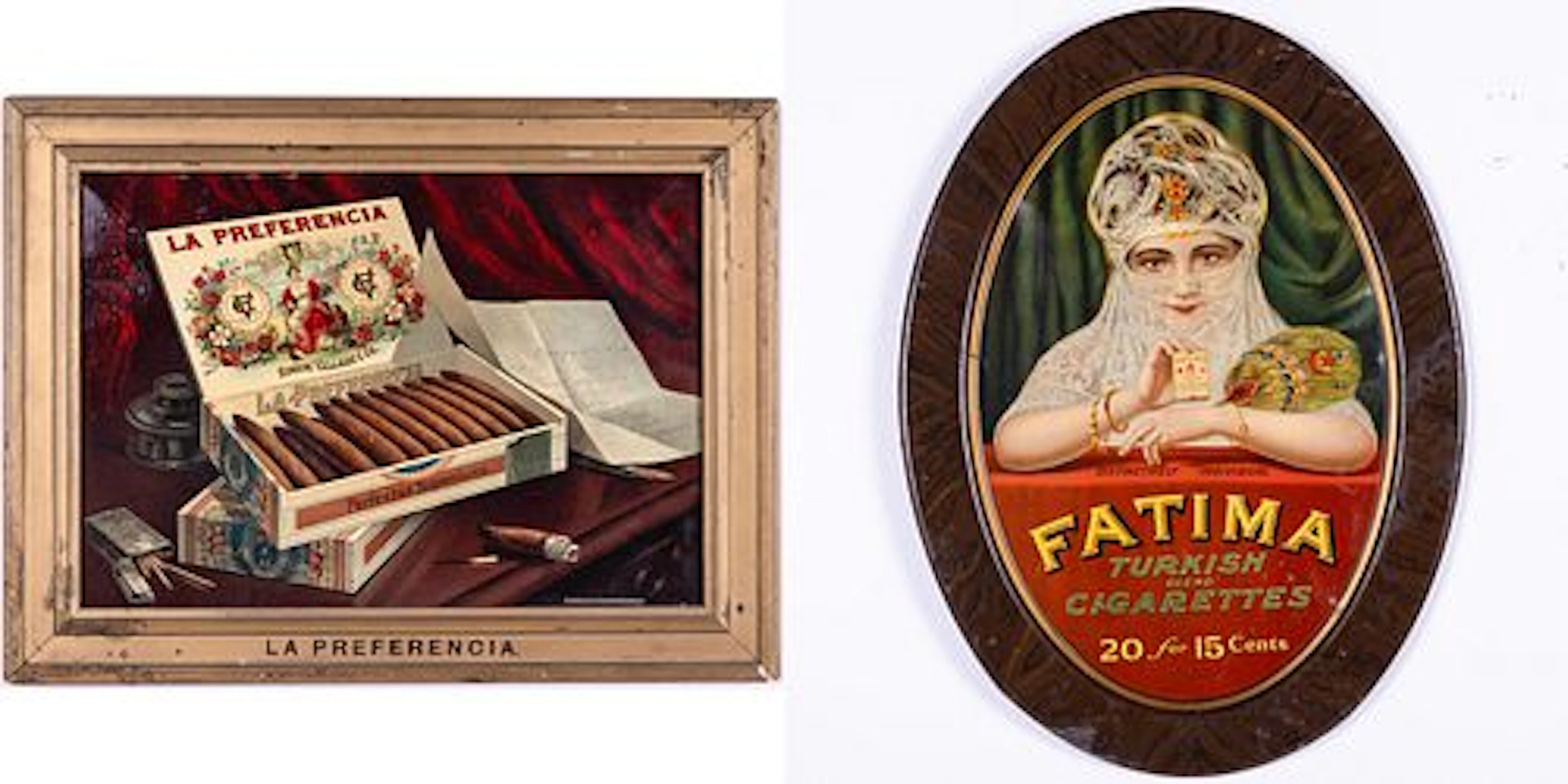 Fatima Turkish Cigarettes Tray & Cigar Sign