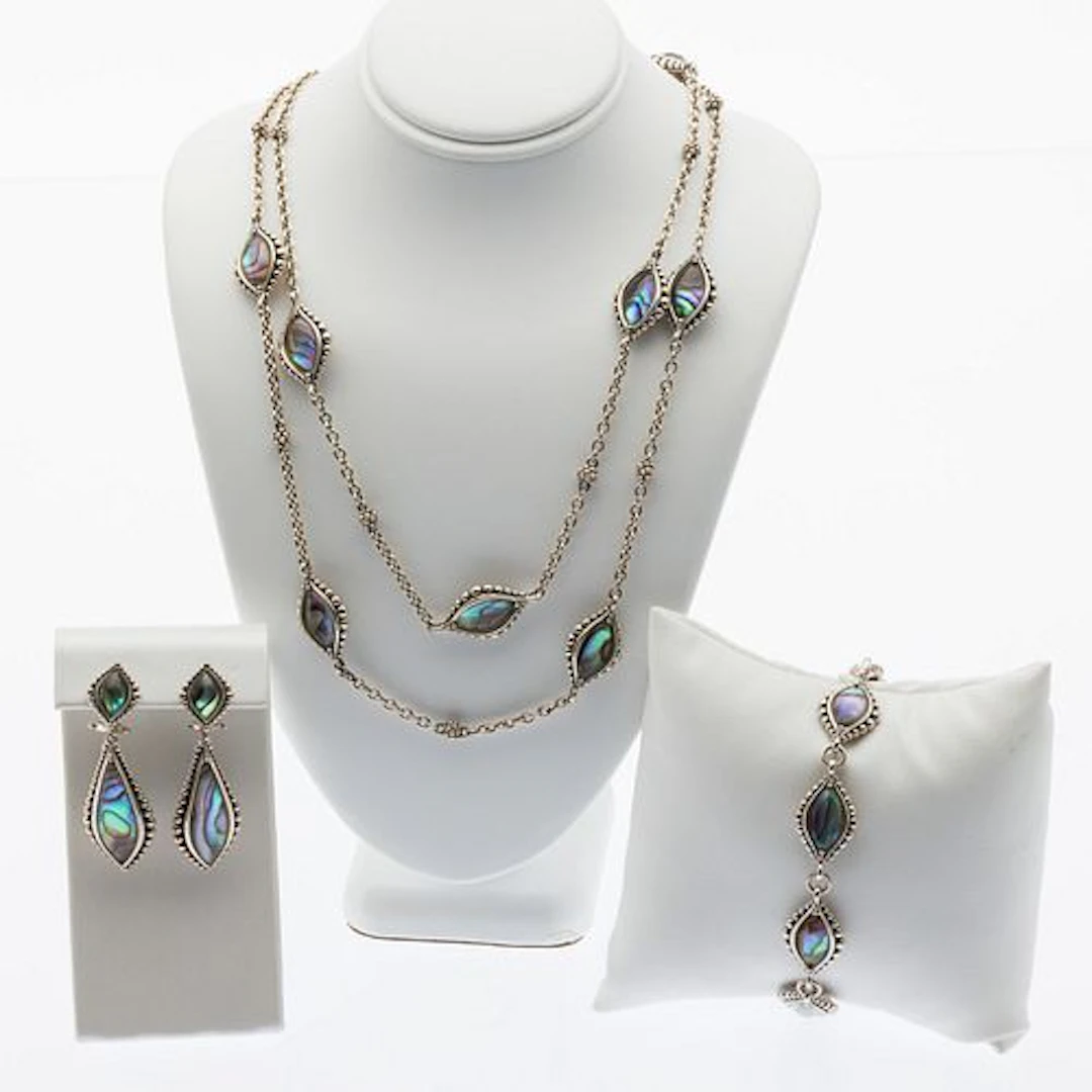 Lagos Strling & Abalone Bracelet Earrings & Necklace