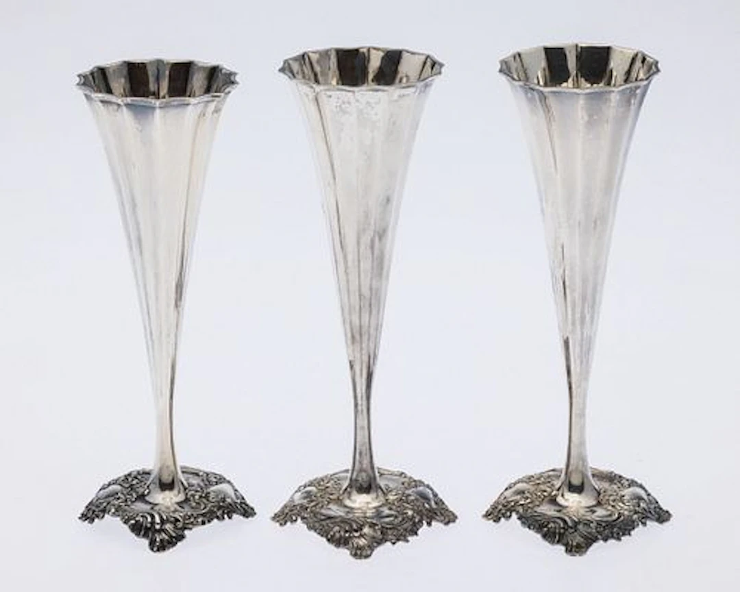 3 George Shiebler & Co. Sterling Champagne Flutes
